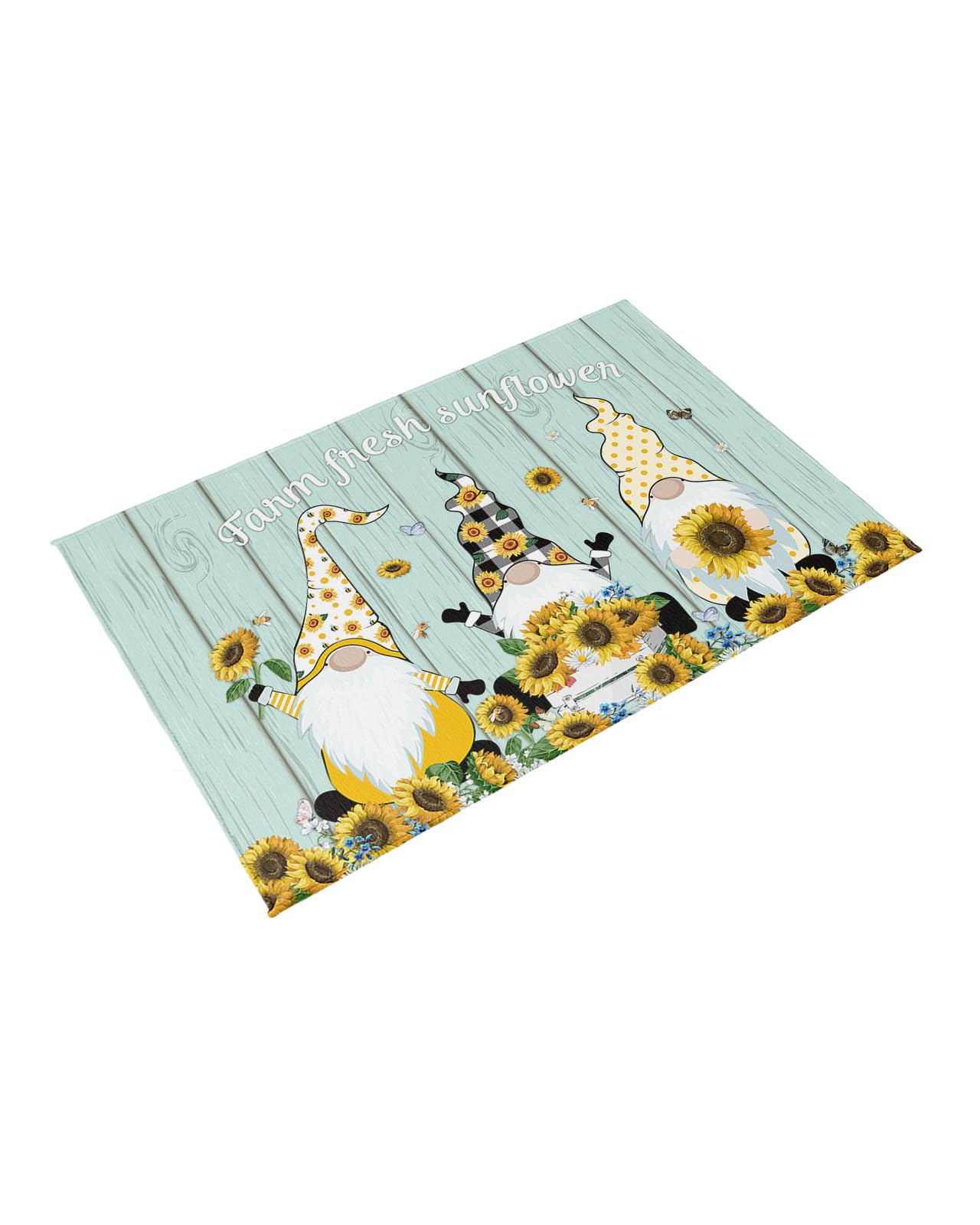 6x9 Feet Waterproof Outdoor Rug - Durable Plastic Straw Carpet for Patio, RV, Trailer, Beach Camping, Backyard & Deck - Sunflower Gnome Design - Perfect for Outdoor Gatherings & Picnics