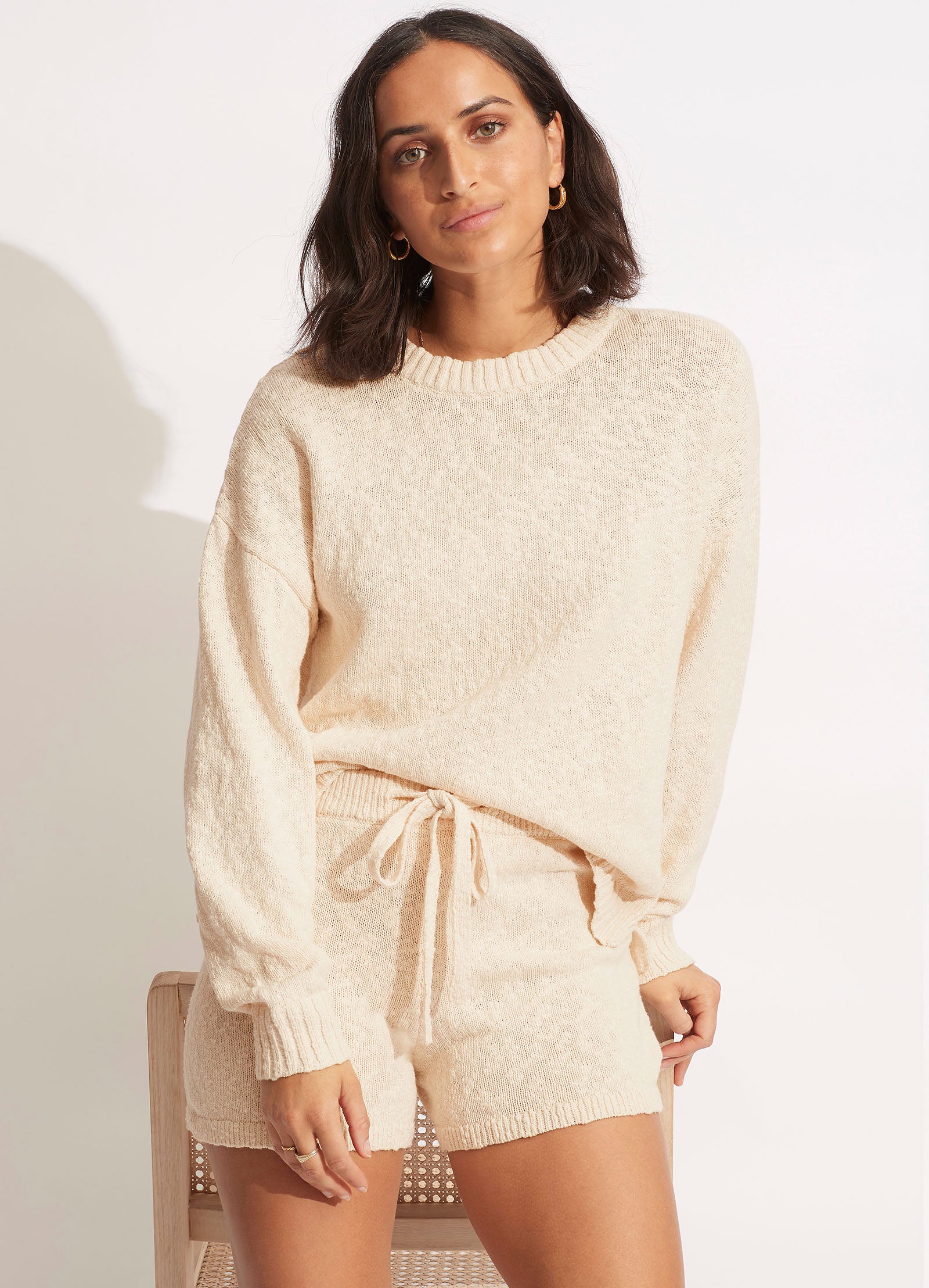 Boucle Sweater in Sand Color - Soft & Cozy Knit Pullover for Women | Perfect for Fall & Winter Outfits, Office Wear & Casual Chic Looks