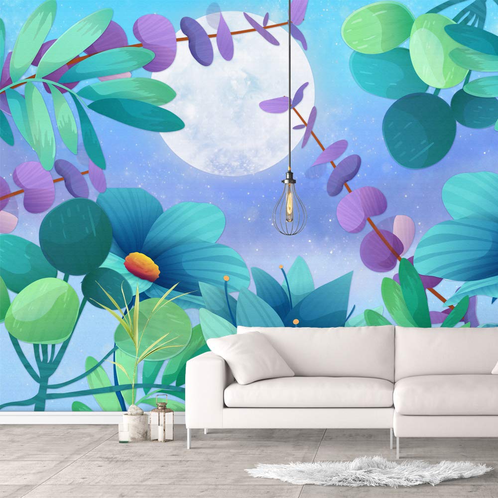 Green Plants & Animals Removable Peel and Stick Wallpaper - 66x96 Inches Wall Mural for Bedroom Decor | Easy DIY Home Wall Stickers for Nursery, Living Room, Dorm