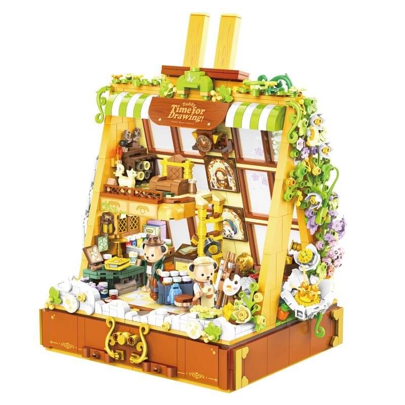 Inbrixx 881304 Adjustable Wooden Teddy Bear Easel for Kids - Perfect for Art, Drawing & Painting at Home or School