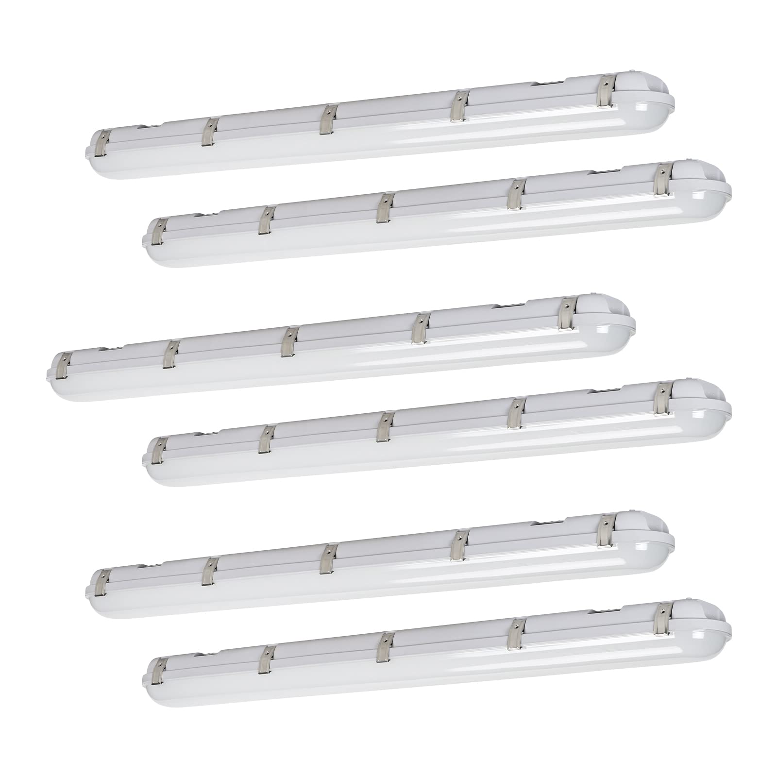 4FT LED Vapor Tight Light Fixture 48W/35W/24W Tunable (120W Equivalent), 6240 Lumens 5000K Daylight, IP65 Waterproof & Vapor Proof, 100-277V Wide Voltage - 6 Pack - Perfect for Cold Storage, Car Wash, Parking Garage, and Industrial Lighting (UL/DLC Listed)