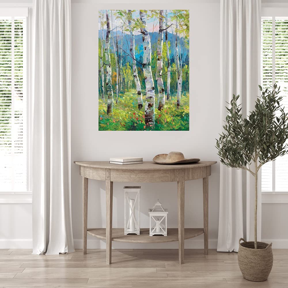 Spring Greens Fine Art Canvas Wall Decor by Artist Dean Bradshaw - 32x43 Inch Ready to Hang Painting for Living Room, Bedroom, Office & More - Modern Home & Office Decor