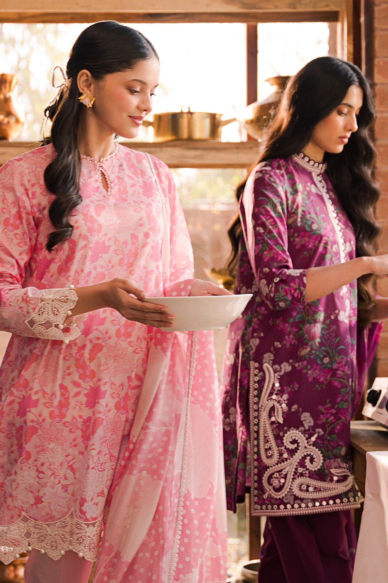IRIS MAUVE 3-Piece Embroidered Lawn Suit Set for Women | Elegant Pakistani Formal Wear | Perfect for Weddings, Parties & Special Occasions