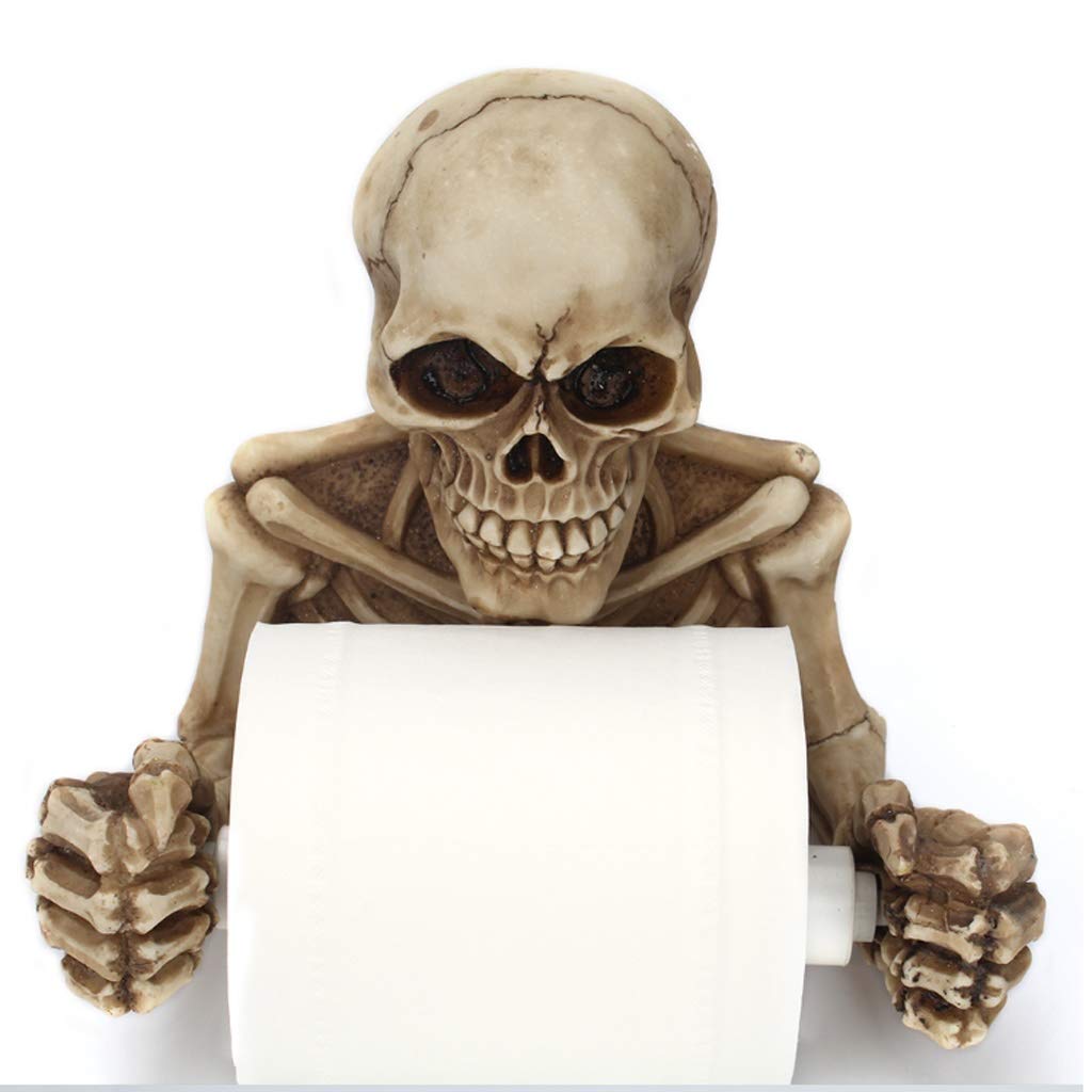 Creative Skull Toilet Paper Holder - Wall Mounted Bathroom Tissue Roll Storage Stand for Unique Home Decor - Perfect for Halloween, Gothic, and Themed Bathrooms