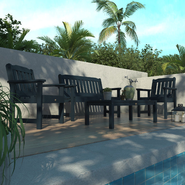 Lehigh 5-Piece Outdoor Garden Conversation Set - Patio Furniture with Cushions for Backyard, Deck, or Poolside Relaxation