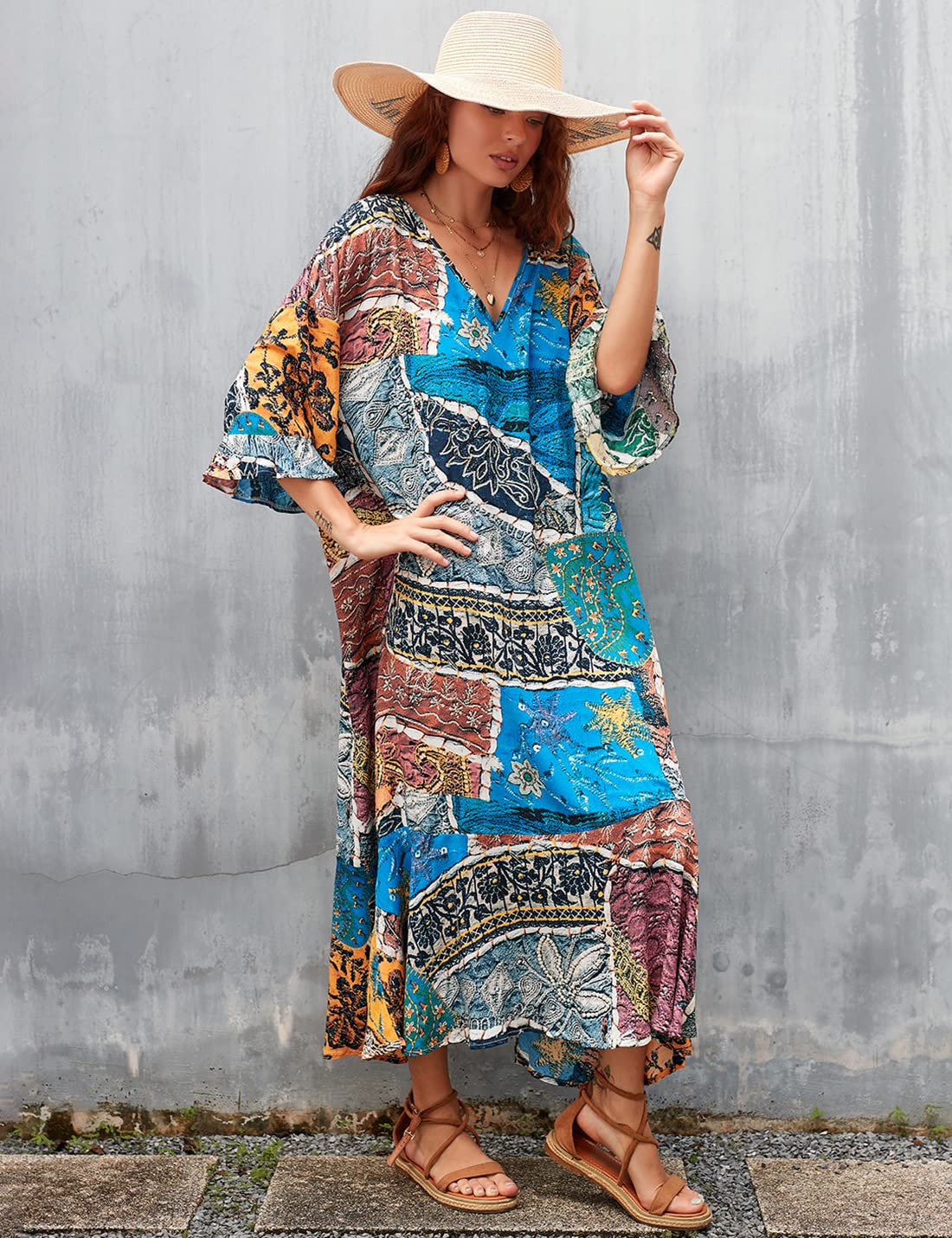 AILUNSNIKA Women's Beach Cover Up - Long Turkish Kaftan Dress for Swimwear | Lightweight Summer Bikini Wrap | Perfect for Poolside, Vacation & Resort Wear