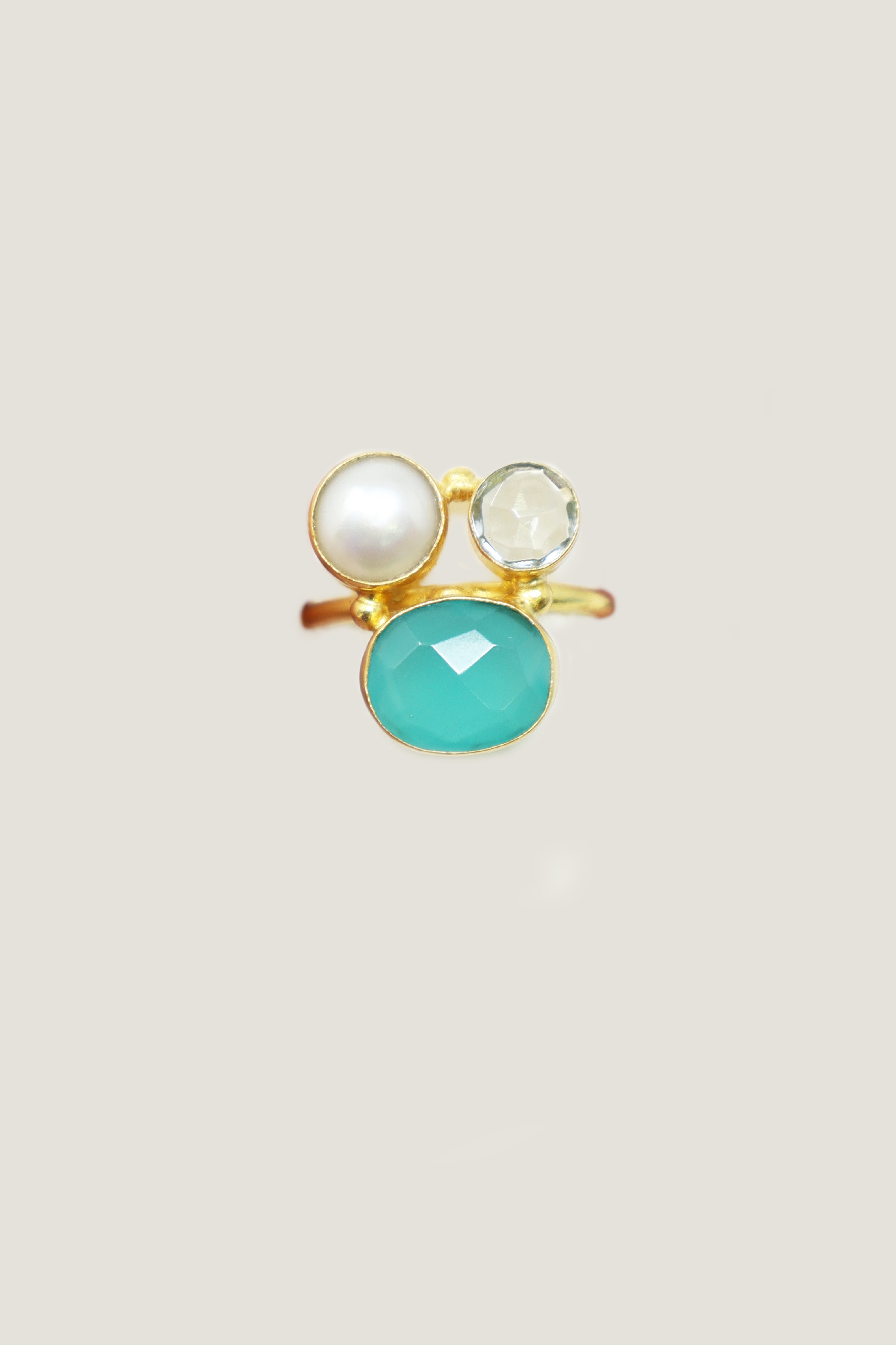 Three Stone Aquamarine Ring for Women - Elegant March Birthstone Jewelry for Engagement, Wedding & Anniversary Gifts