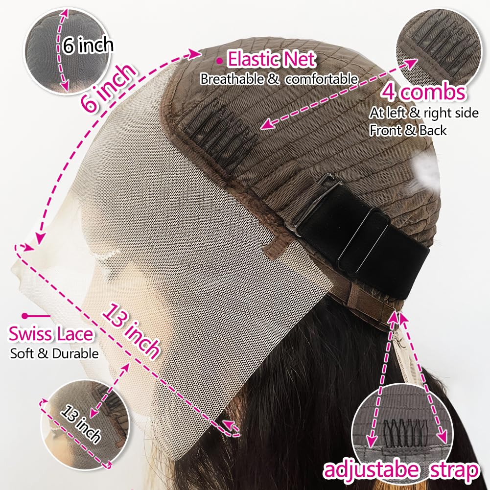 13x6 Deep Wave Lace Front Wigs Human Hair - Pre Plucked 22 Inch 180% Density HD Lace Glueless Frontal Wig for Black Women (Free Part) - Perfect for Daily Wear, Parties & Special Occasions