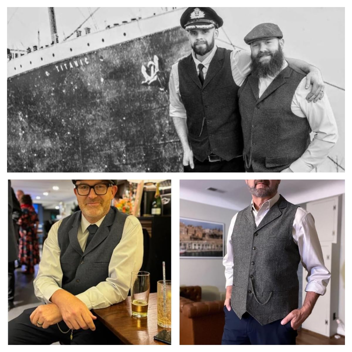 Vintage Men's Tweed Suit Vest - Herringbone Wool Waistcoat for Groomsmen & Formal Occasions | Classic Prom, Wedding & Business Attire