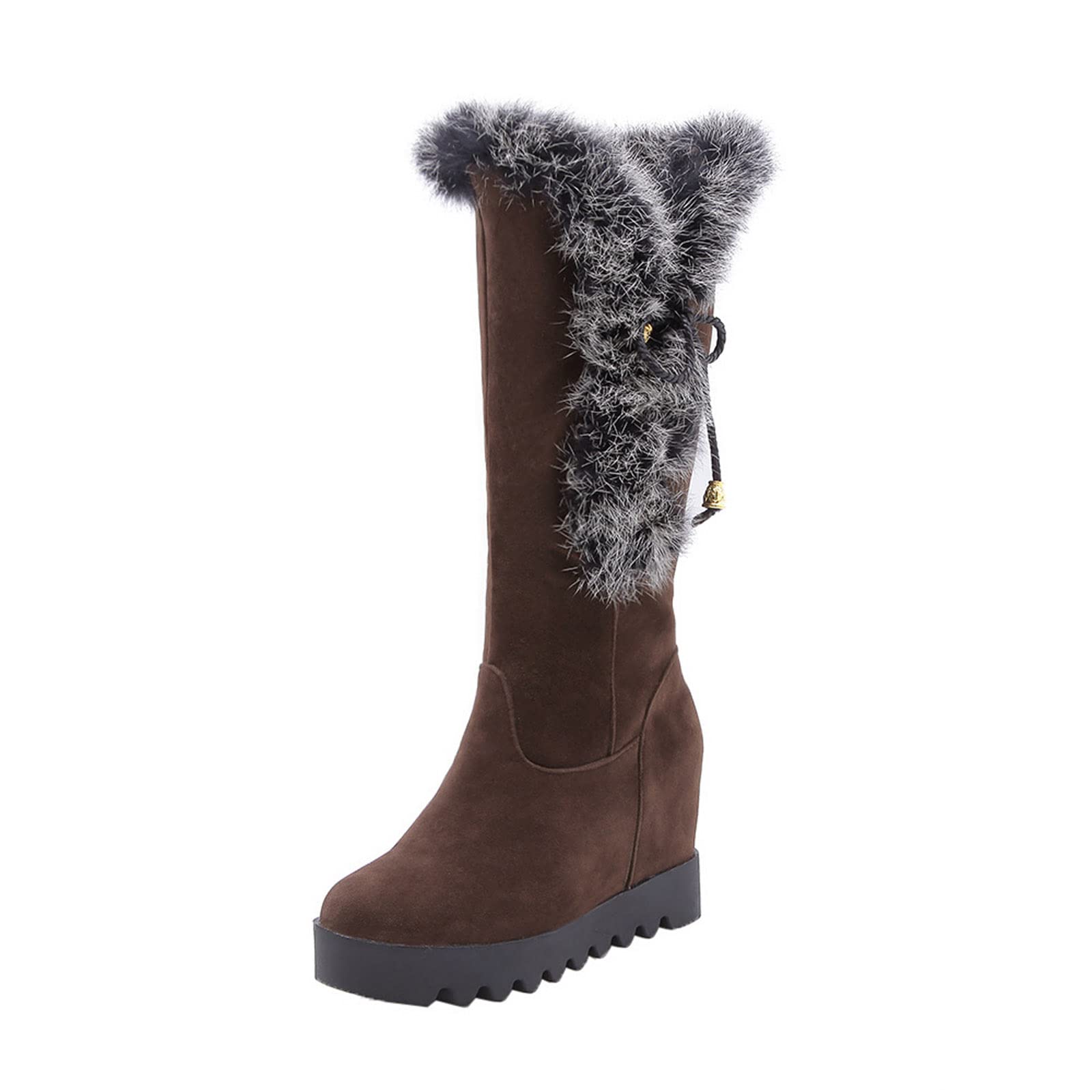AORUIDA Women's Winter Knee High Boots - Round Toe Chunky Platform Wedge Heel Snow Boots with Fur Lining for Warmth | Perfect for Cold Weather, Snow Days & Winter Fashion Outfits