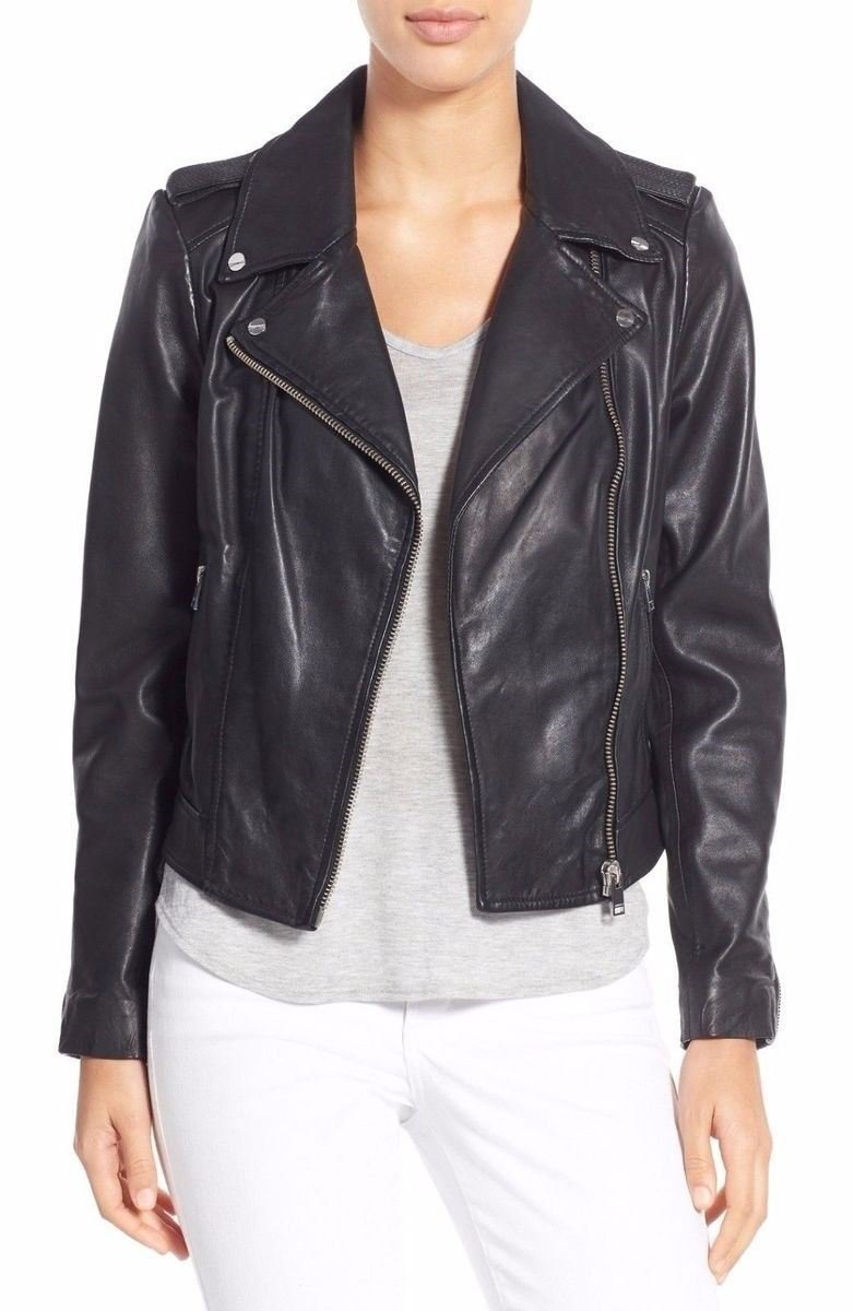 D DOLLY LAMB Women's Lambskin Leather Bomber Jacket - Soft Genuine Leather Biker Jacket for Women, Stylish Outerwear for Motorcycle Riding, Night Out & Casual Wear