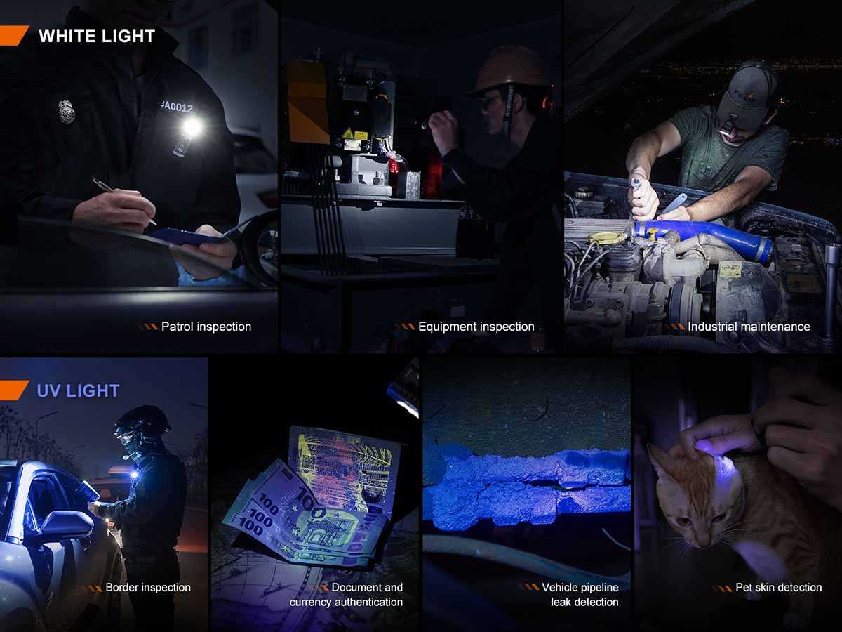 Fenix SW05R UV Clip On Flashlight with Ultraviolet Light - Perfect for Camping, Hiking, and Outdoor Adventures