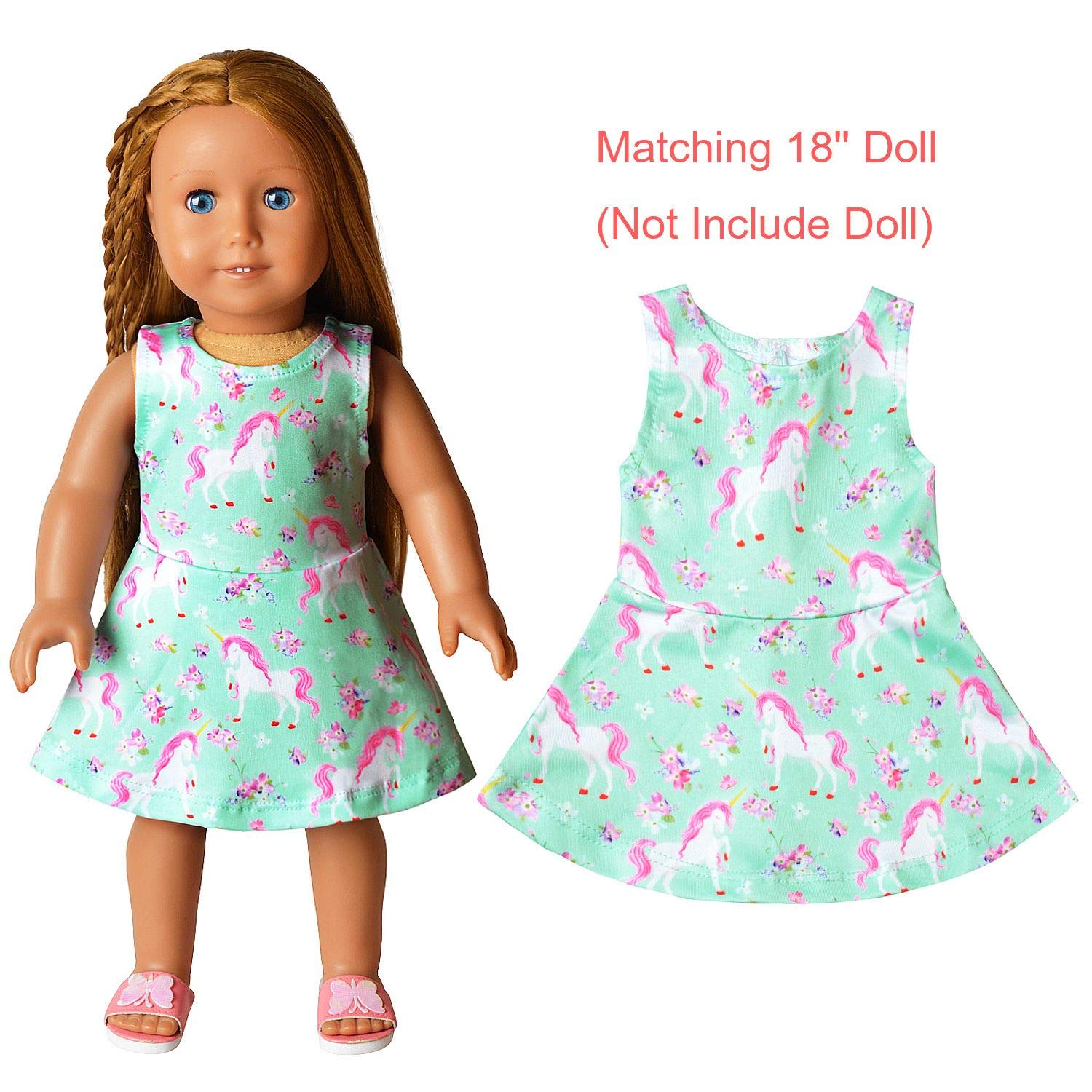 Jxstar Matching Girls & Doll Flower Dresses - Sleeveless Summer Outfits for 18