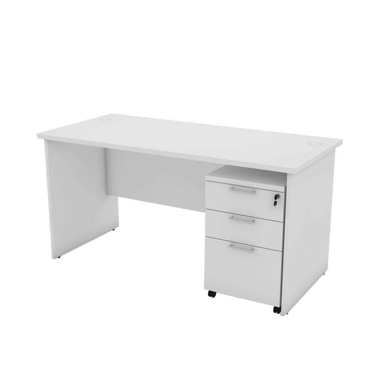 Guinevere Study Desk with Mobile Pedestal - 59 Inch Large Writing Table for Home Office, Student Study, and Remote Work - Perfect for Small Spaces & Modern Workspaces