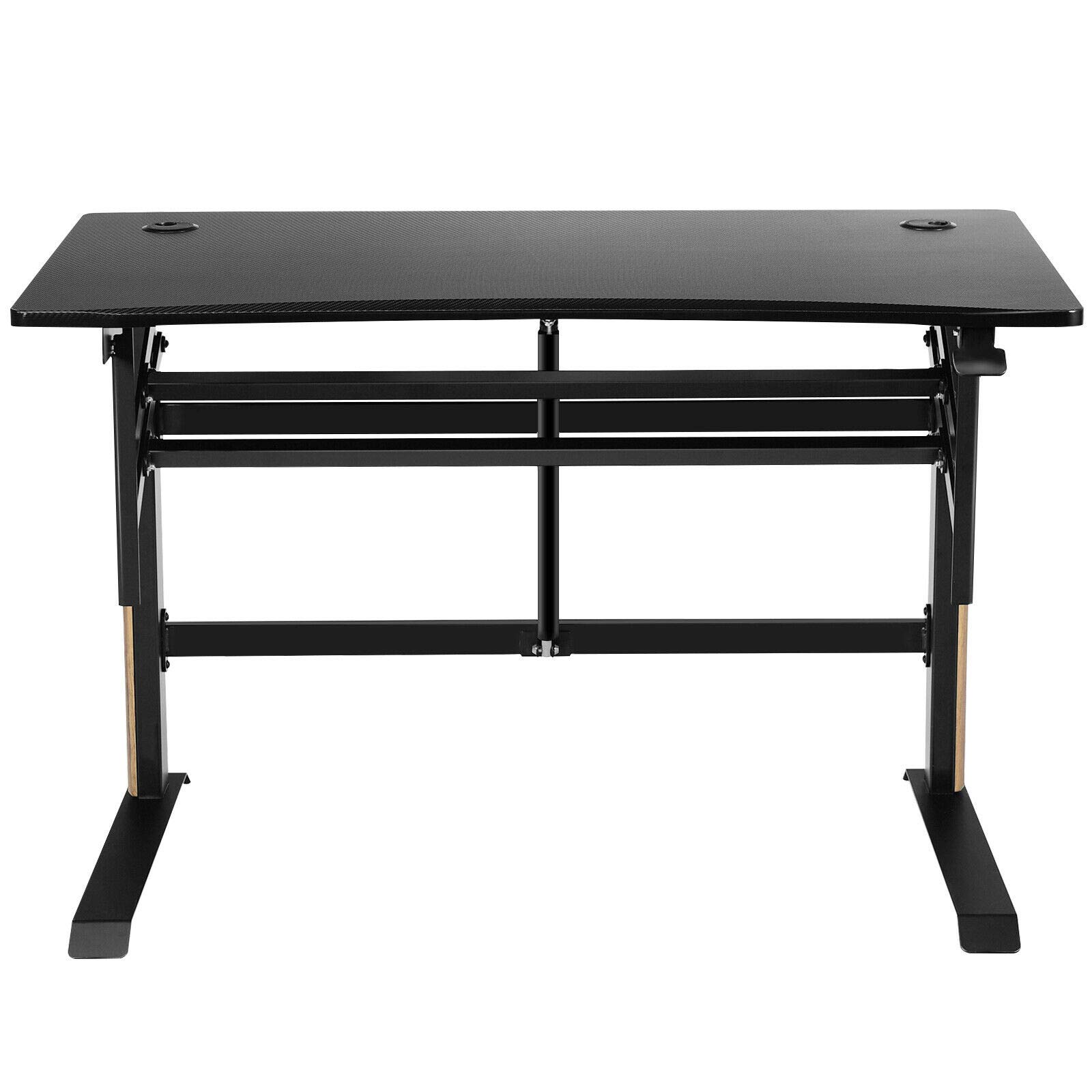 Ergonomic Pneumatic Height Adjustable Standing Desk - Sit Stand Computer Workstation for Home & Office | Study, Work, Gaming Desk with Sturdy Steel Frame & Smooth Lift Mechanism | Perfect for Remote Work, Online Classes & Productivity Boost