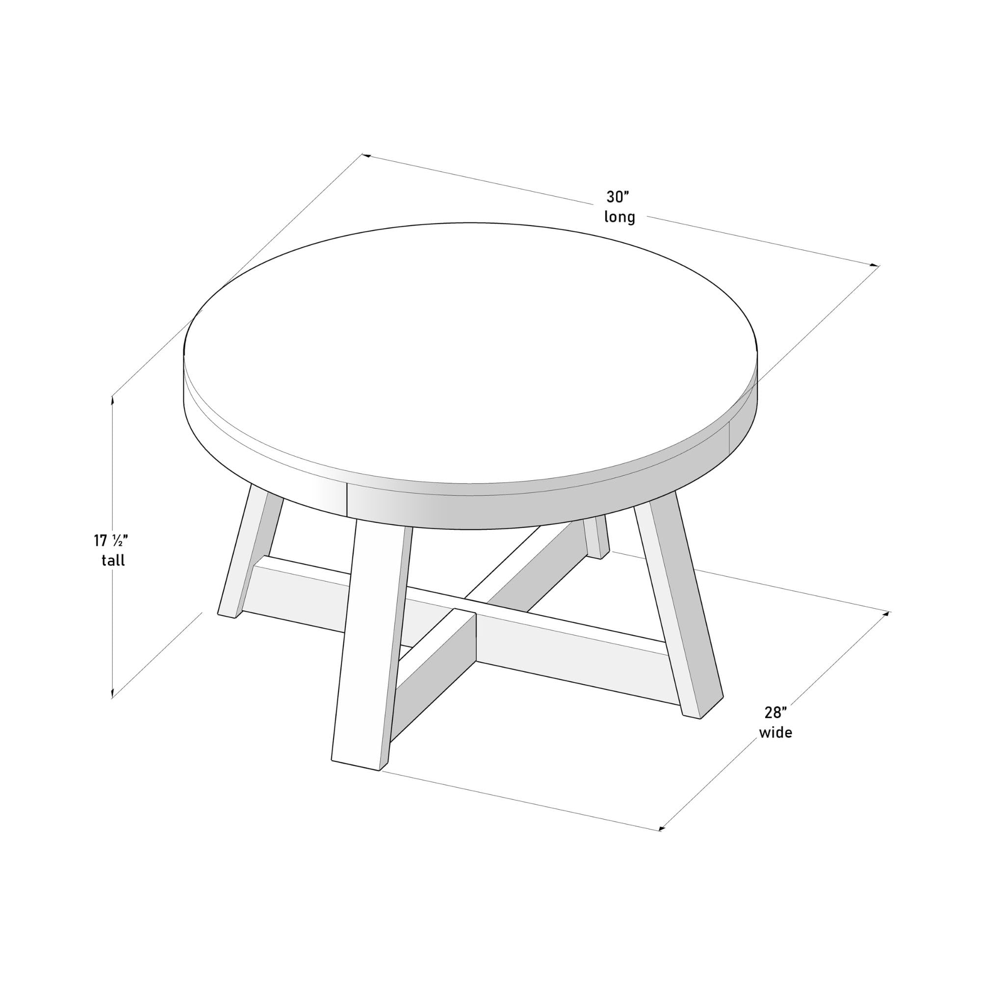 Plank+Beam 30 Inch Round Farmhouse Coffee Table - Classic White Sand Wirebrush Finish, Small Space Living Room Center Table for Apartments, Dorms & Cozy Homes | Perfect for Coffee, Books & Decor Display
