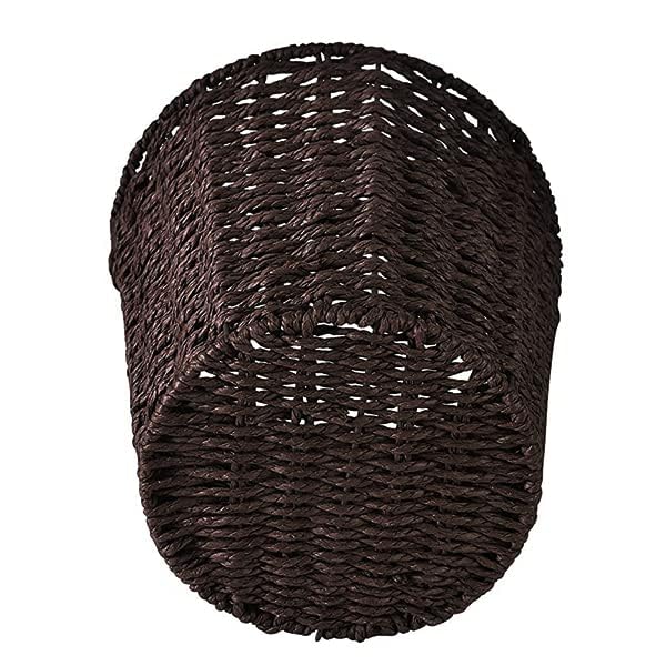 Round Wicker Waste Basket - Natural Woven Paper Bin Trash Can for Bedroom, Bathroom, Office & Home Decor - Eco-Friendly Brown Rubbish Basket for Living Room, Dorm, Kitchen & Bath Organization