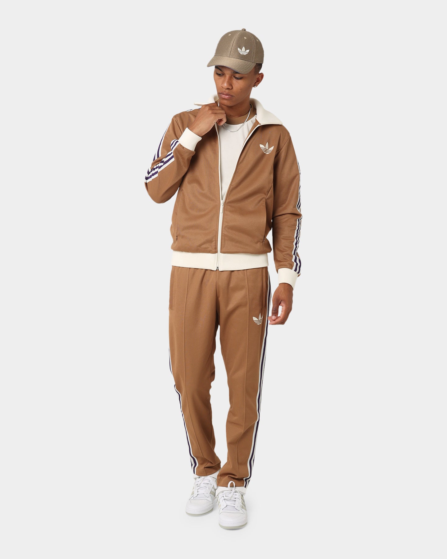 Adidas Adicolor Striped Track Pants for Men - Brown Desert Color Casual Joggers with Elastic Waistband | Perfect for Gym, Running & Streetwear Fashion
