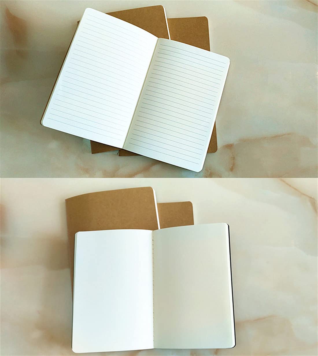 Ailifly 5 Pack Kraft Paper Brown Soft Cover Notebooks - Blank Pages A5 Size (5.5x8.3 Inch) for Journaling, Sketching & Note Taking - Perfect for Office, School & Travel