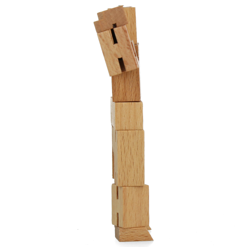 Cubebot Micro Natural Wooden Puzzle Toy - Fun & Educational STEM Gift for Kids & Adults - Perfect for Home, Office & Travel