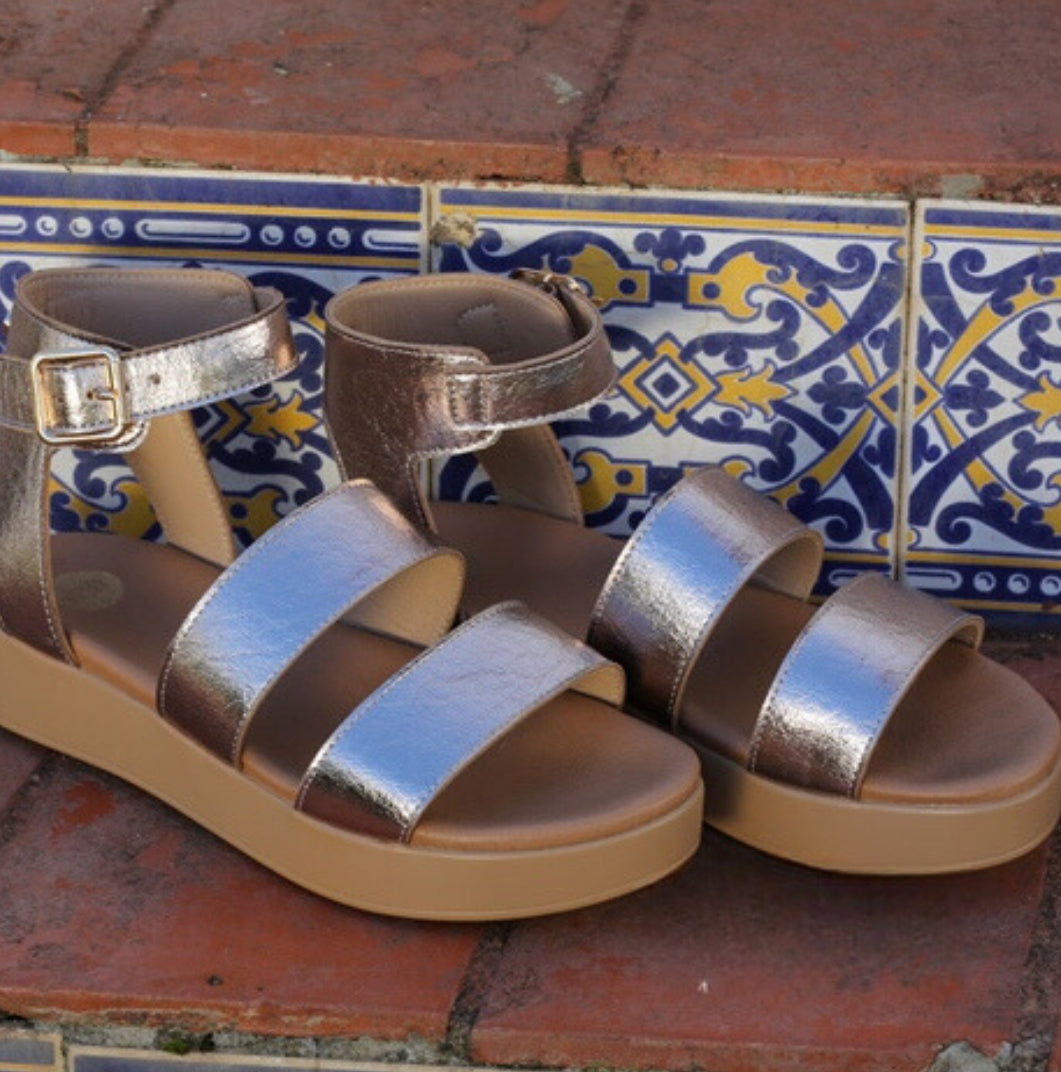 Gena Champagne Gold Sandals for Women - Comfortable Summer Beach Wedding Party Shoes - Perfect for Outdoor Events and Casual Wear