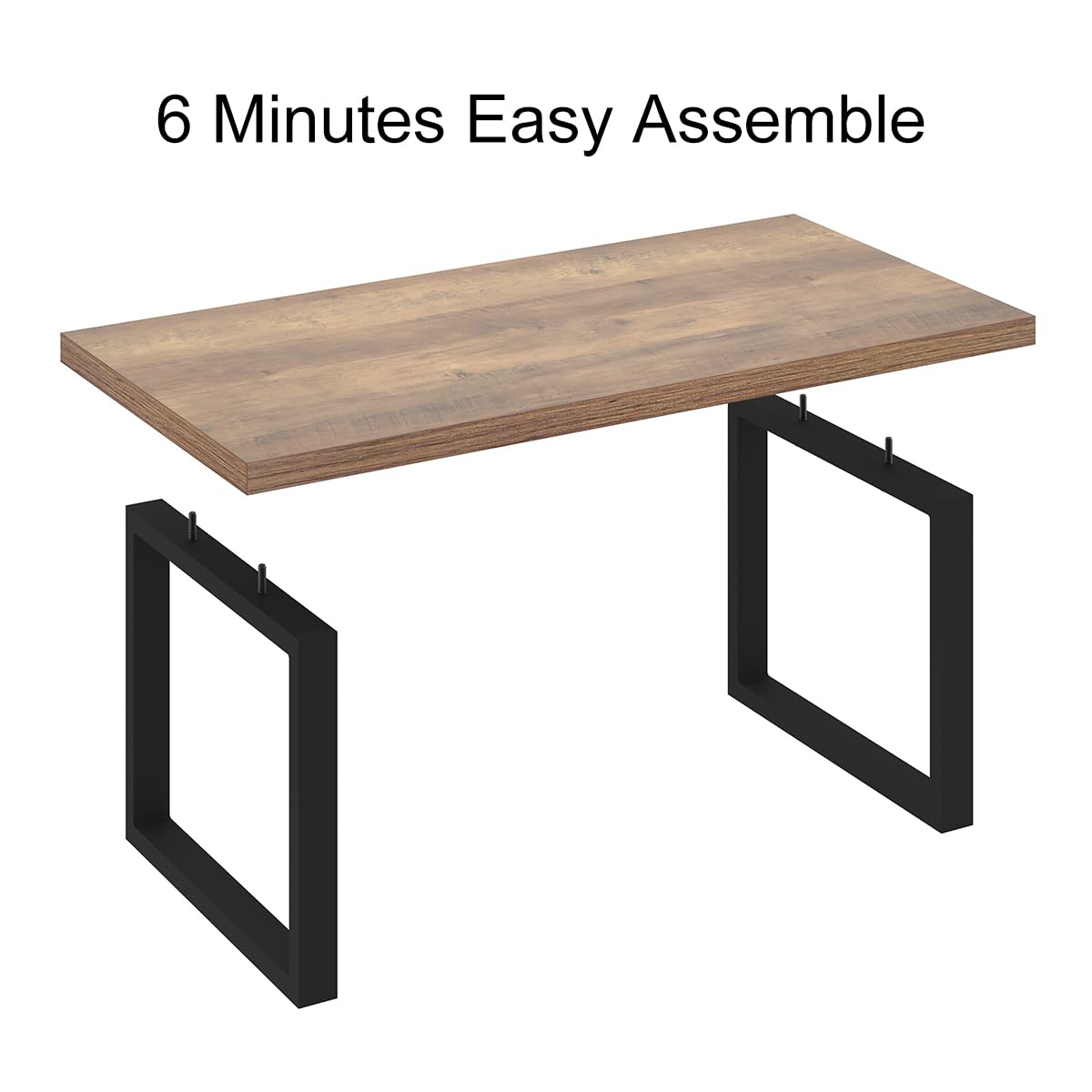 IBF Farmhouse Coffee Table - 47 Inch Modern Industrial Rectangle Center Table with Rustic Oak Finish, Wood & Metal Tea Table for Living Room, Bedroom, Office - Perfect for Cozy Gatherings & Home Decor