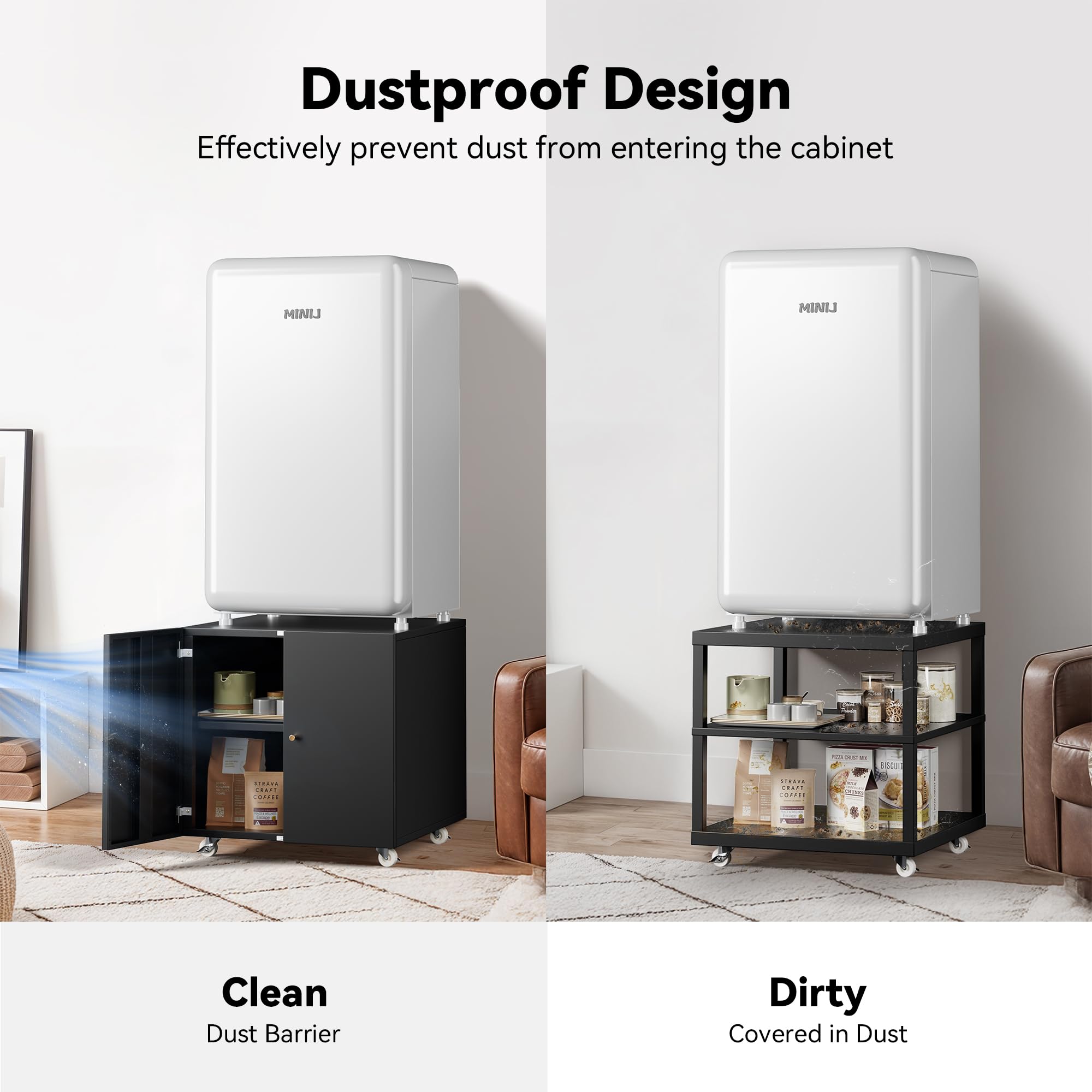 INMOZATA Adjustable Metal Fridge Cabinet with Wheels - 23.62