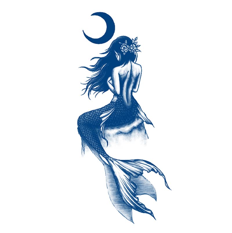 Waterproof Temporary Tattoos for Adults - 7 Sheets 3D Fake Tattoo Stickers (110x180mm) with Mermaid & Abstract Designs for Men & Women - Perfect for Halloween, Parties, Body Art on Hand, Shoulder, Arm, Neck, and Leg