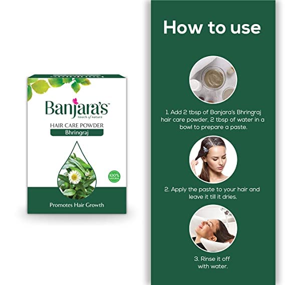 Banjara's Bhringraj Powder for Hair Growth & Spa Treatment - 300g | 100% Natural, Chemical-Free, Preservative-Free, Pesticide-Free | DIY Hair Mask for Thicker, Longer & Healthier Hair - Perfect for At-Home Hair Care & Ayurvedic Treatments