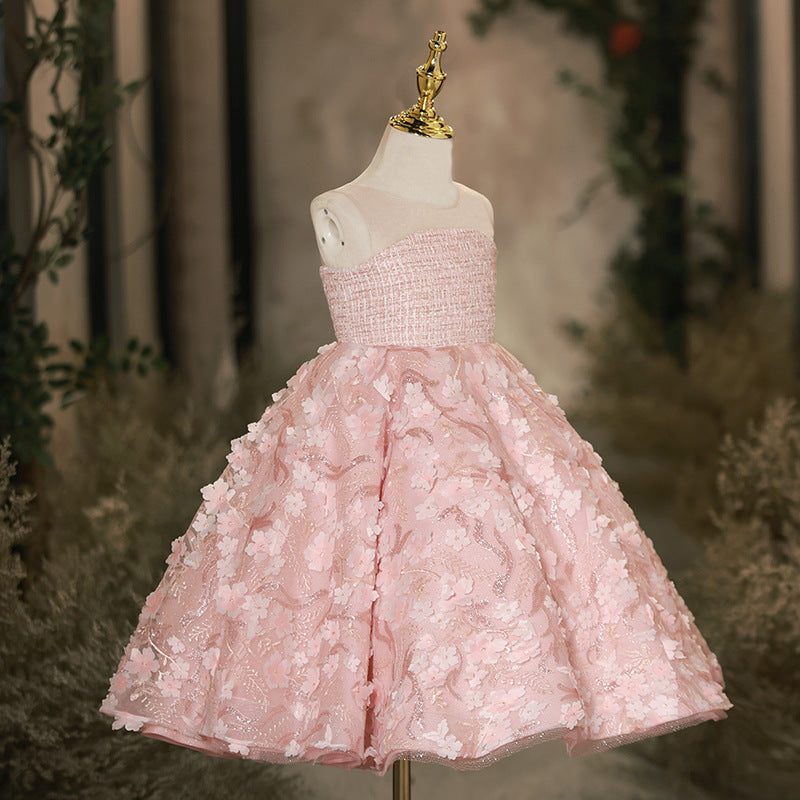Elegant Baby Pink Sleeveless Puff Princess Dress for Toddlers - Flower Girl Dress for Weddings, Birthday Parties & Special Occasions