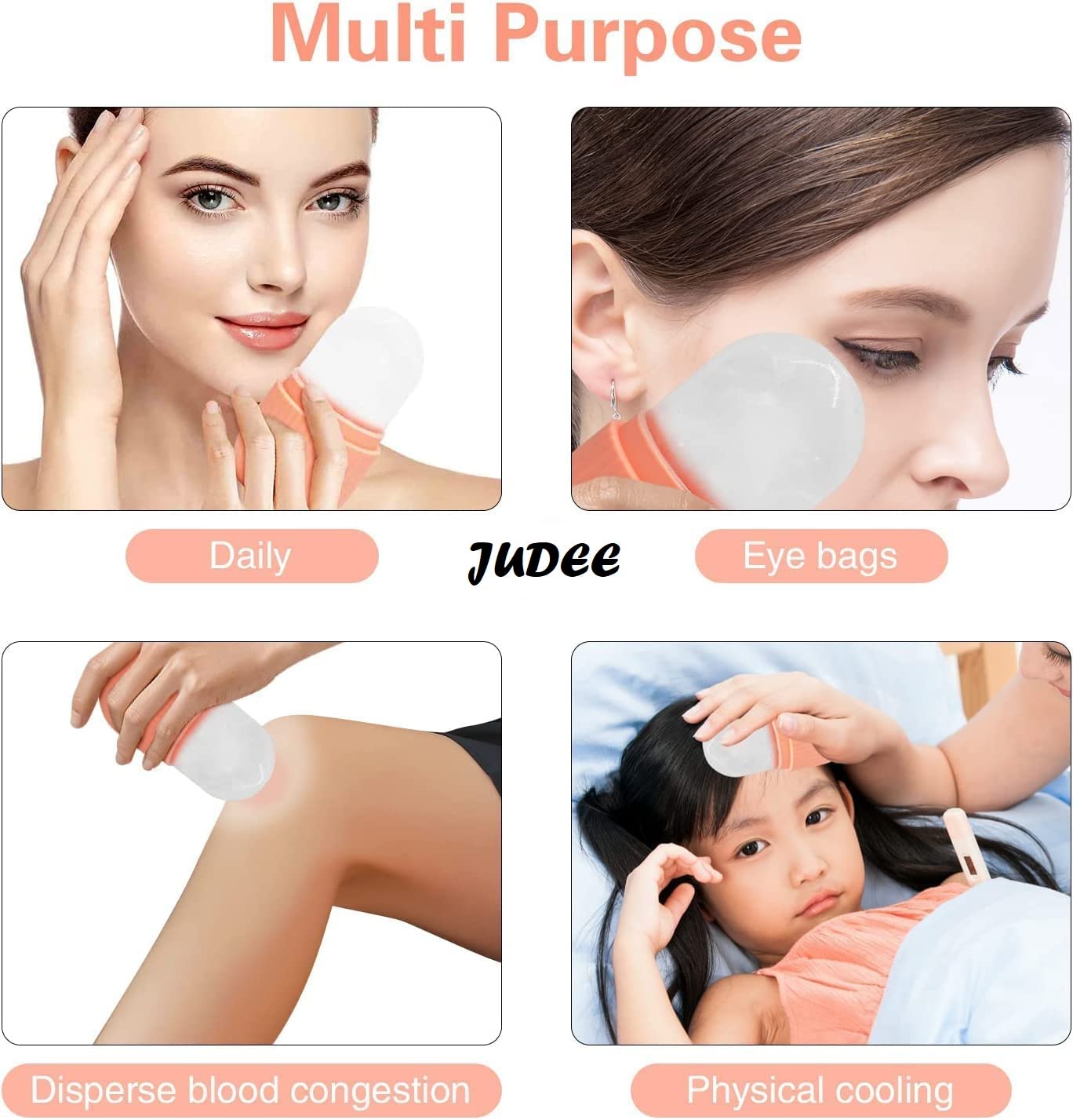 JUDEE Ice Roller for Face & Eyes - Cooling Facial Massager to Brighten Skin, Reduce Fine Lines, Pimples & Acne | Beauty Cube for Glowing Skin | Perfect for Morning Routine, Post-Workout Recovery & Spa Treatments