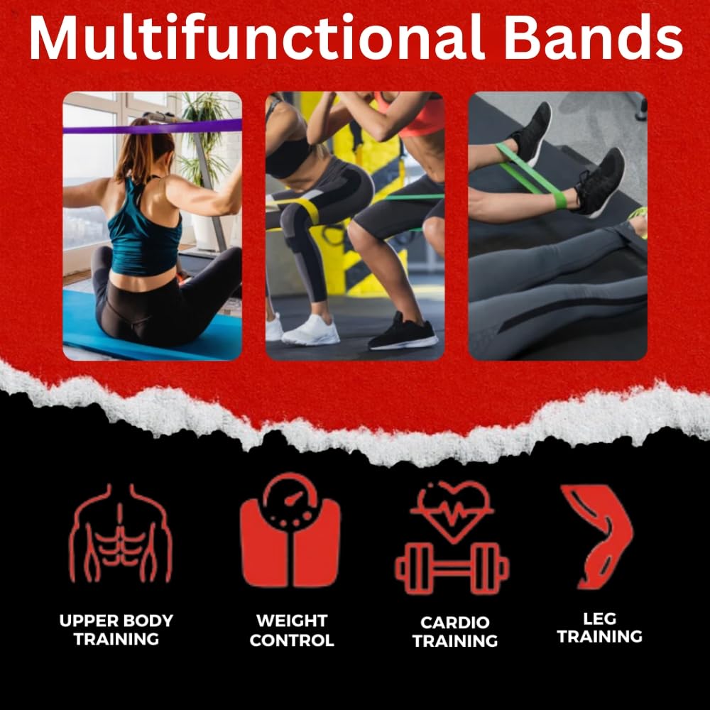 N7 Fitness Pull Up Resistance Bands Set - Premium Natural Rubber Exercise Bands for Strength Training, Yoga, Calisthenics, CrossFit, Powerlifting - Home Gym Equipment for Men & Women - Perfect for Workouts, Mobility Exercises & Muscle Building