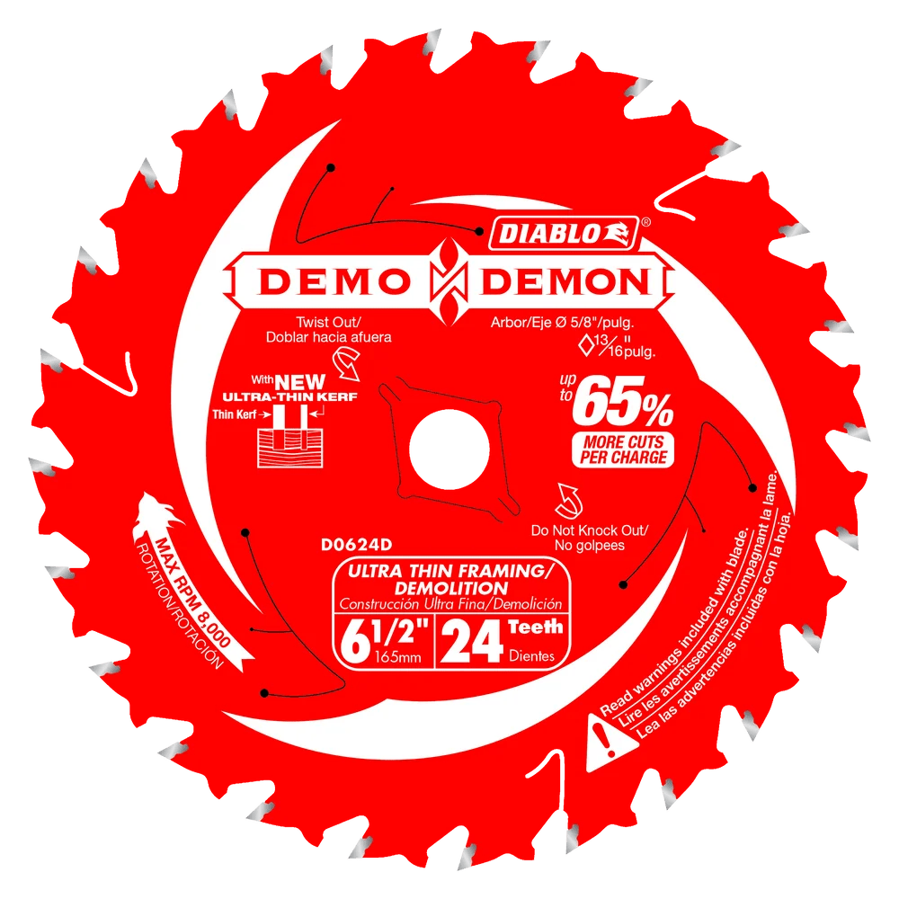 6-1/2 Inch 24-Tooth Ultra Thin Framing & Demolition Saw Blade - 15 Pack - Perfect for Woodworking, DIY Projects, and Construction Demolition