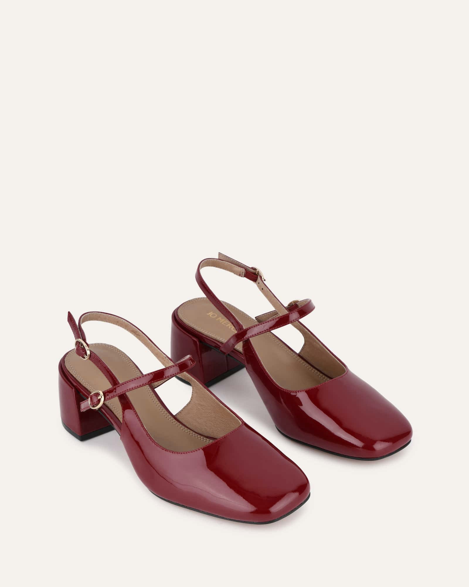 Jenna Low Heels Ruby Red Patent Leather Women's Shoes - Comfortable & Stylish for Work, Parties & Everyday Wear
