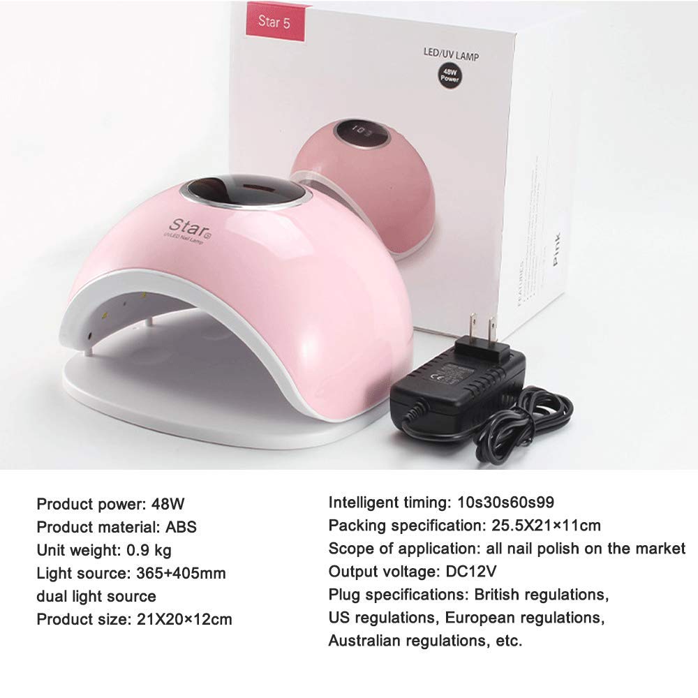 48W Rechargeable UV LED Nail Dryer Light with Intelligent Sensor - Fast Drying for Gel Polish, Manicures & Pedicures | Perfect Gift for Women & Girls | Home & Salon Use (White)