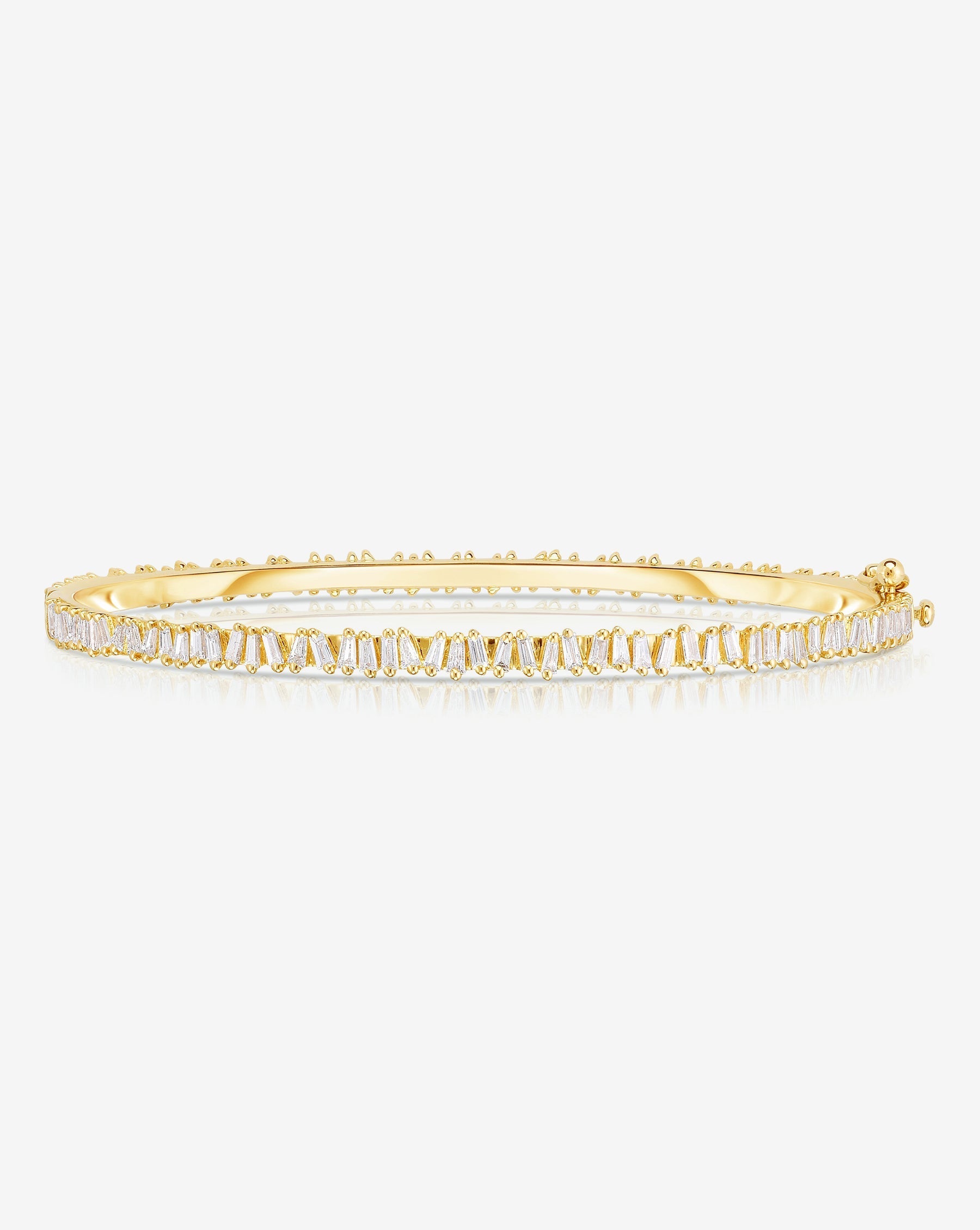 Elegant Baguette Ridge Bangle Bracelet for Women - Stackable Gold & Silver Cuff Jewelry - Perfect for Parties, Weddings & Everyday Wear