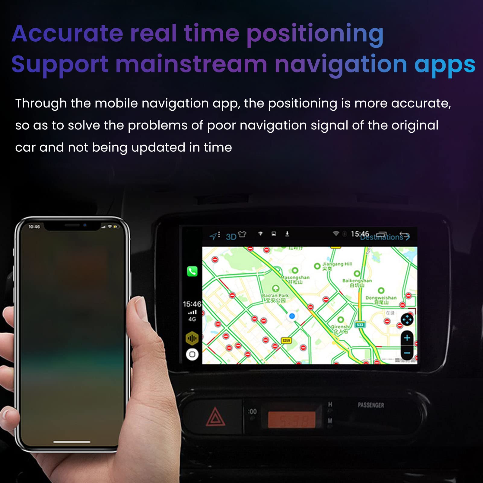 ASHATA Wireless CarPlay Adapter - Convert Wired to Wireless CarPlay for iPhone, USB & 3.5mm Audio Interface, Voice Control - Perfect for Commuting, Road Trips & Hands-Free Driving
