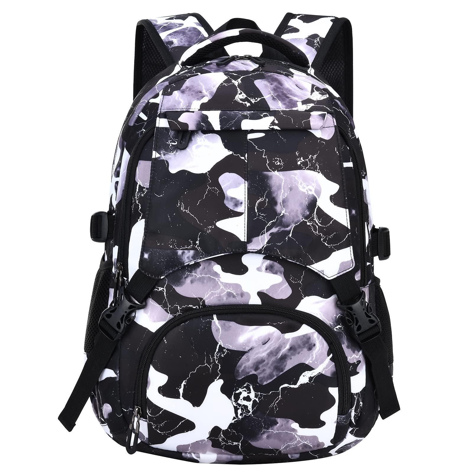 Camo School Backpack for Teens - Lightweight Waterproof Laptop Backpack with USB Charging Port, Durable Bookbag for High School & College Students - Perfect for Hiking, Travel & Daily Commute