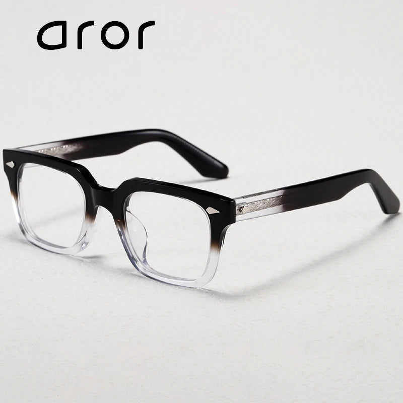 Aror Unisex Full Rim Square Thick Acetate Eyeglasses 13923 - Stylish & Durable Frames for Men & Women - Perfect for Reading, Work, and Fashion Accessories