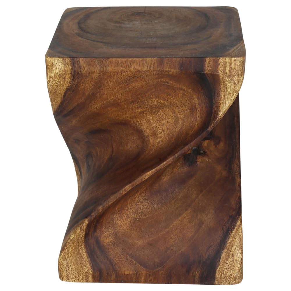 Haussmann® 16x16x20 Inch Walnut Wood Big Twist Coffee Table with Oil Finish - Perfect for Living Room, Lounge, and Modern Home Decor