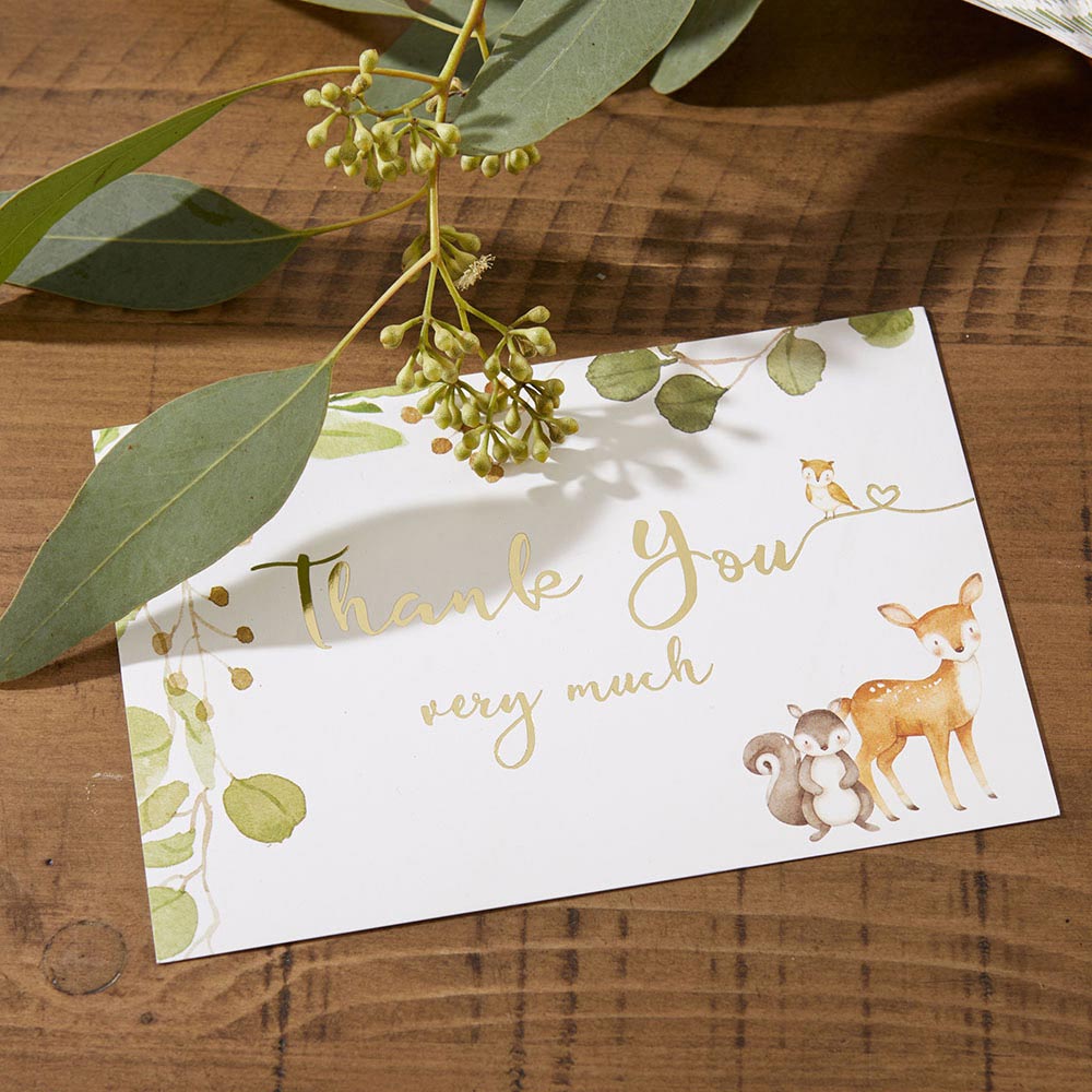 Woodland Baby Shower Invitations & Thank You Cards Set - 25-Piece Printable Baby Shower Stationery Kit - Perfect for Gender Reveal, Baby Registry & Newborn Announcements