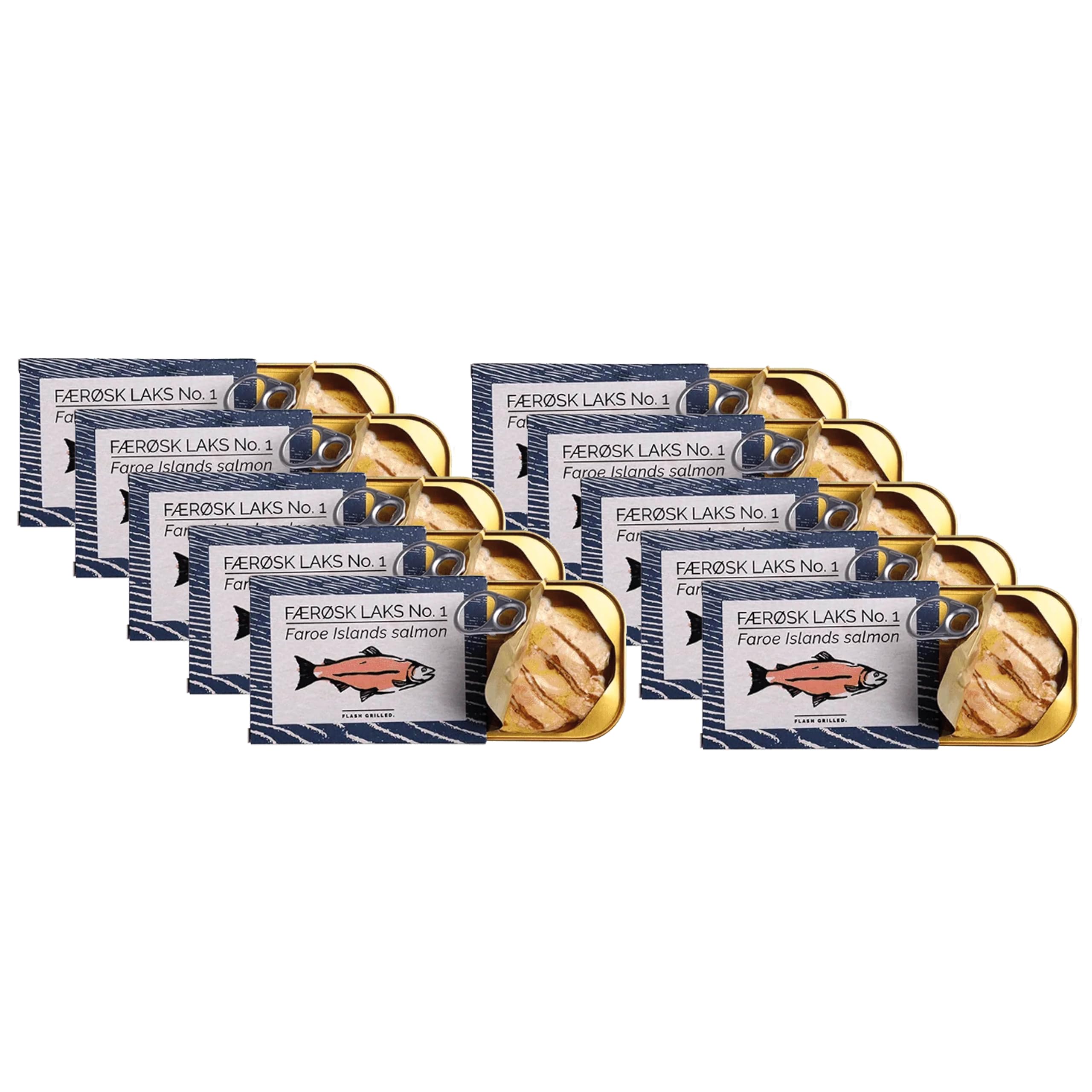 Fangst Laks No. 1 Canned Salmon Fillet in Oil - Premium Tinned Salmon, Sustainable Flash Grilled Fish, High in Omega 3, Keto-Friendly (10 x 110g Cans) - Perfect for Salads, Sandwiches & Healthy Meals