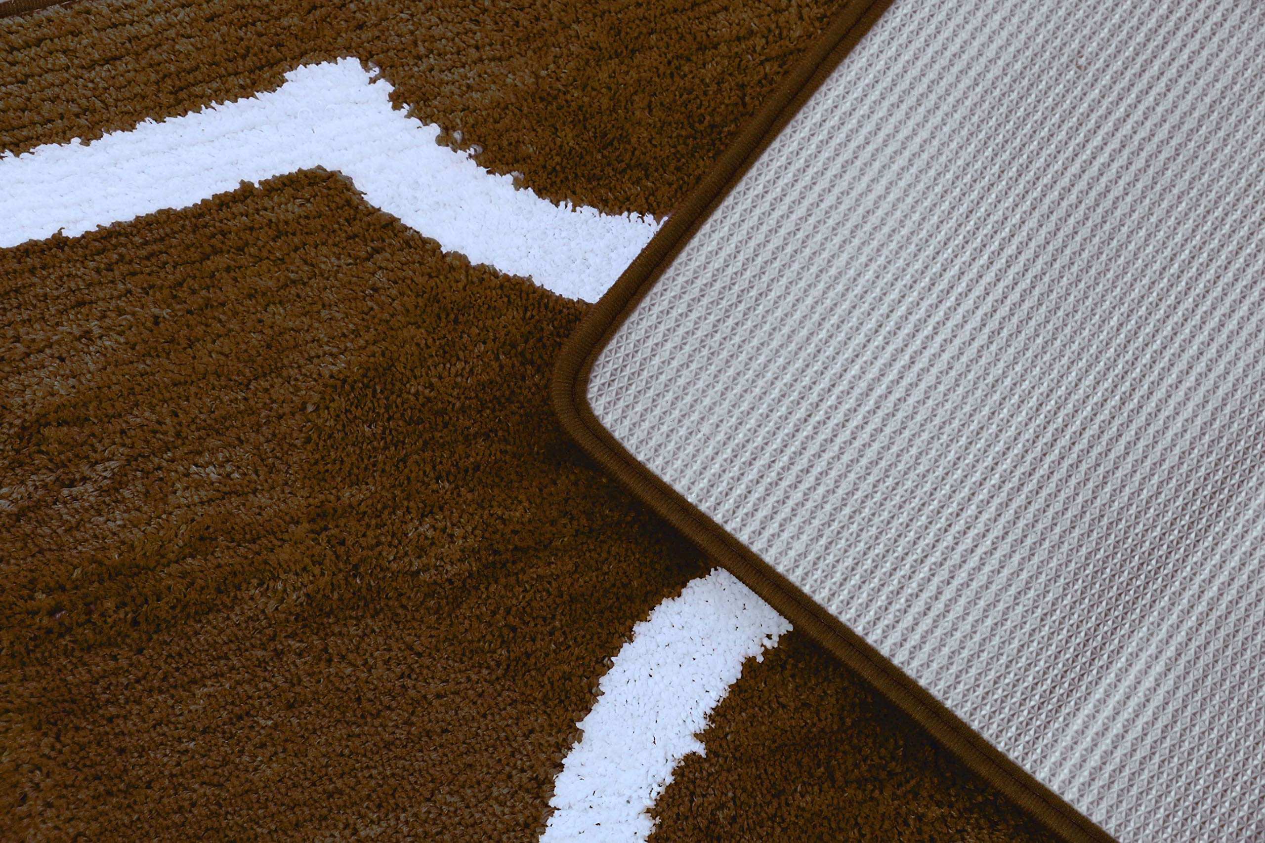 Premium 2-Piece Modern Microfiber Bathroom Rug Set - Soft, Non-Slip PVC Backing, Brown - Perfect for Bathroom Decor, Spa Retreats & Upscale Home Fashion