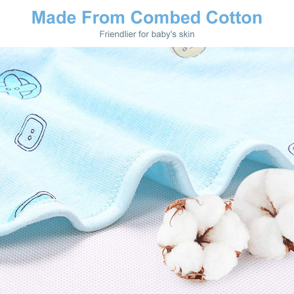 Knirose Baby Swaddle Blankets - Soft Unisex Newborn Swaddle Wrap for Boys & Girls 0-6 Months | Breathable Combed Cotton Wearable Sleep Sack with Secure Buttons (Blue) | Perfect for Nursery, Naptime & Swaddling Comfort
