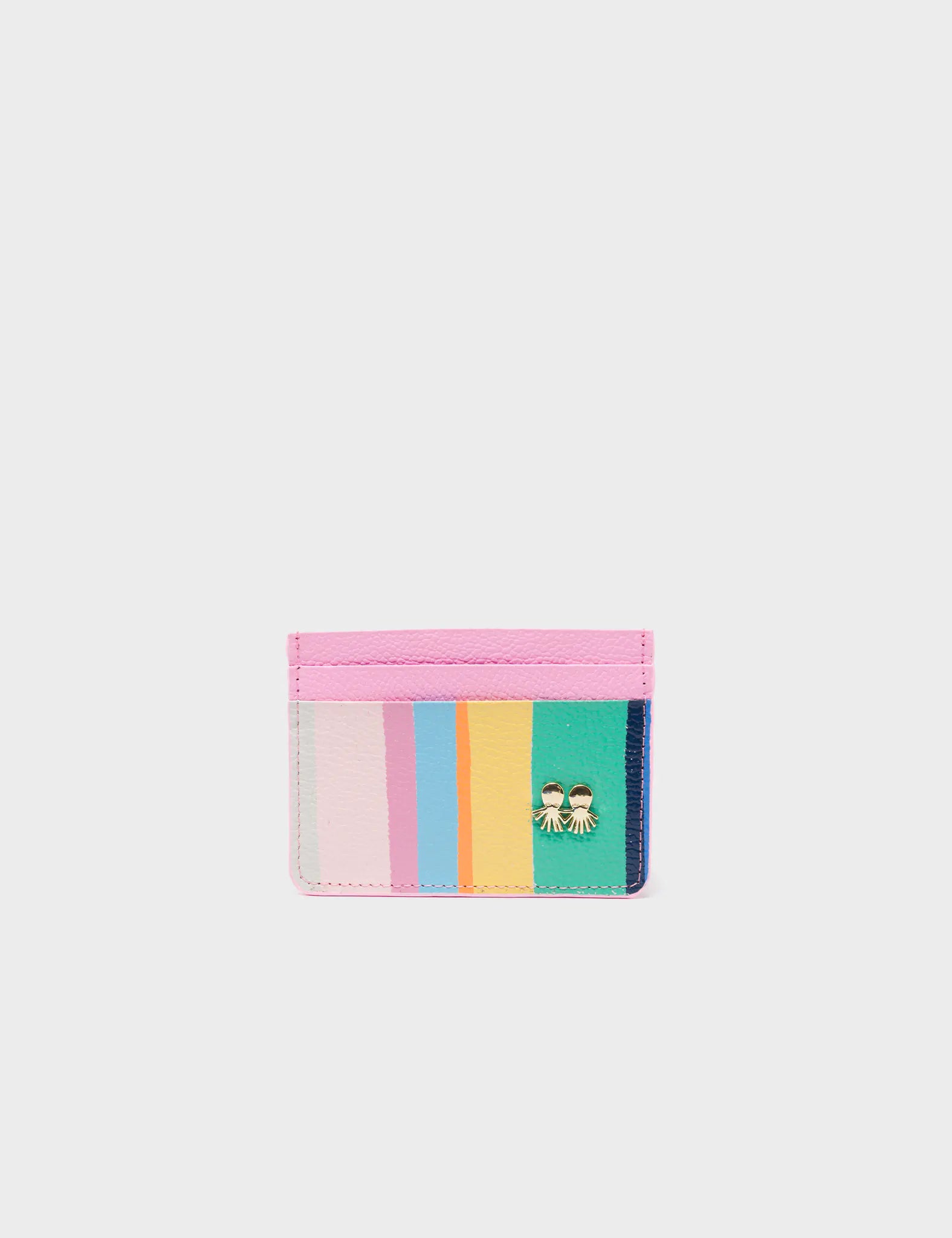 Filium Soft Neon Pink Leather Cardholder with Color Stripes Design - Slim Wallet for Women, RFID Blocking, Perfect for Everyday Use and Travel