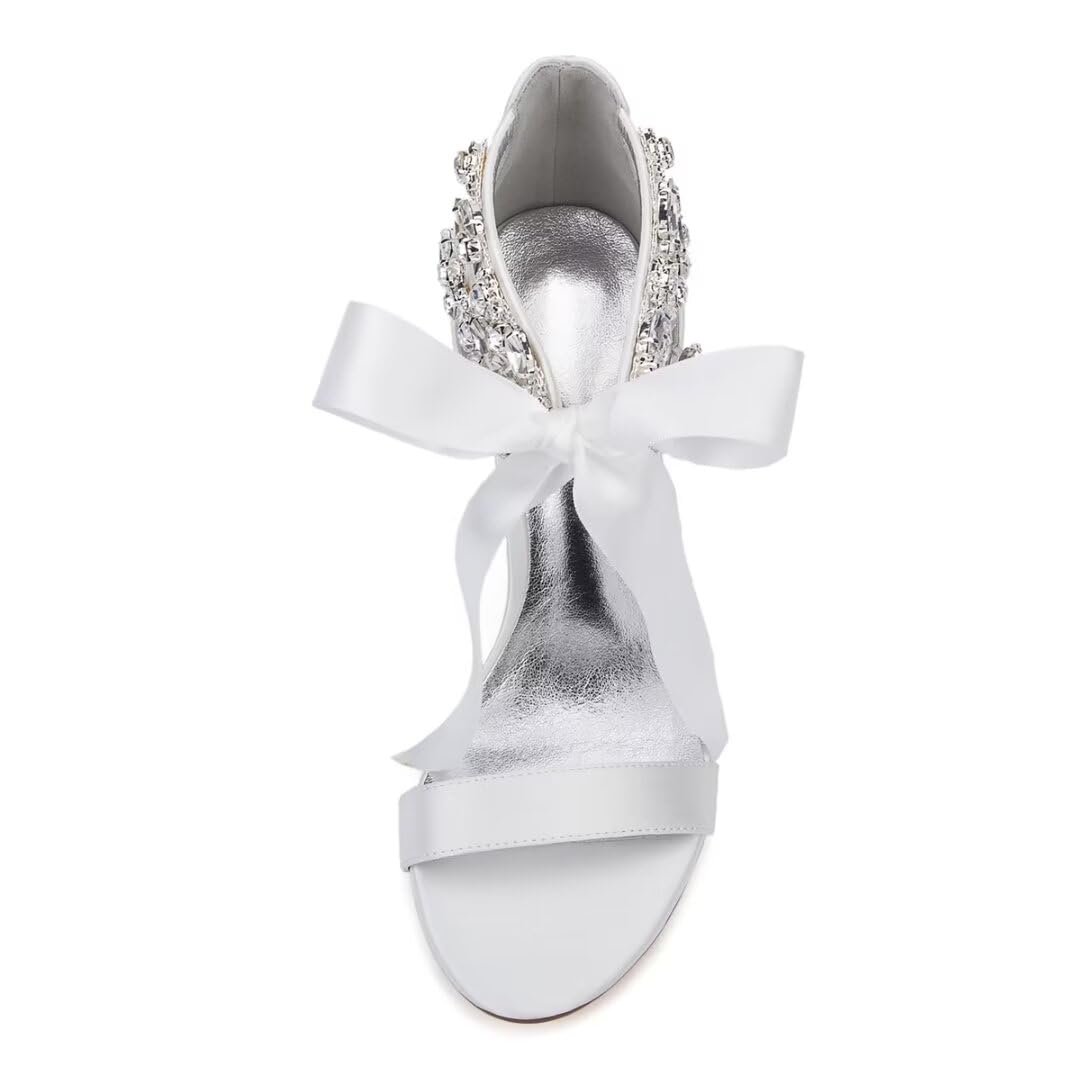 Elegant Rhinestone Wedding Heels for Bride – Open Toe High Heel Sandals for Bridal Party, Prom & Evening Events | Perfect for Church Ceremonies, Reception Dances & Formal Occasions
