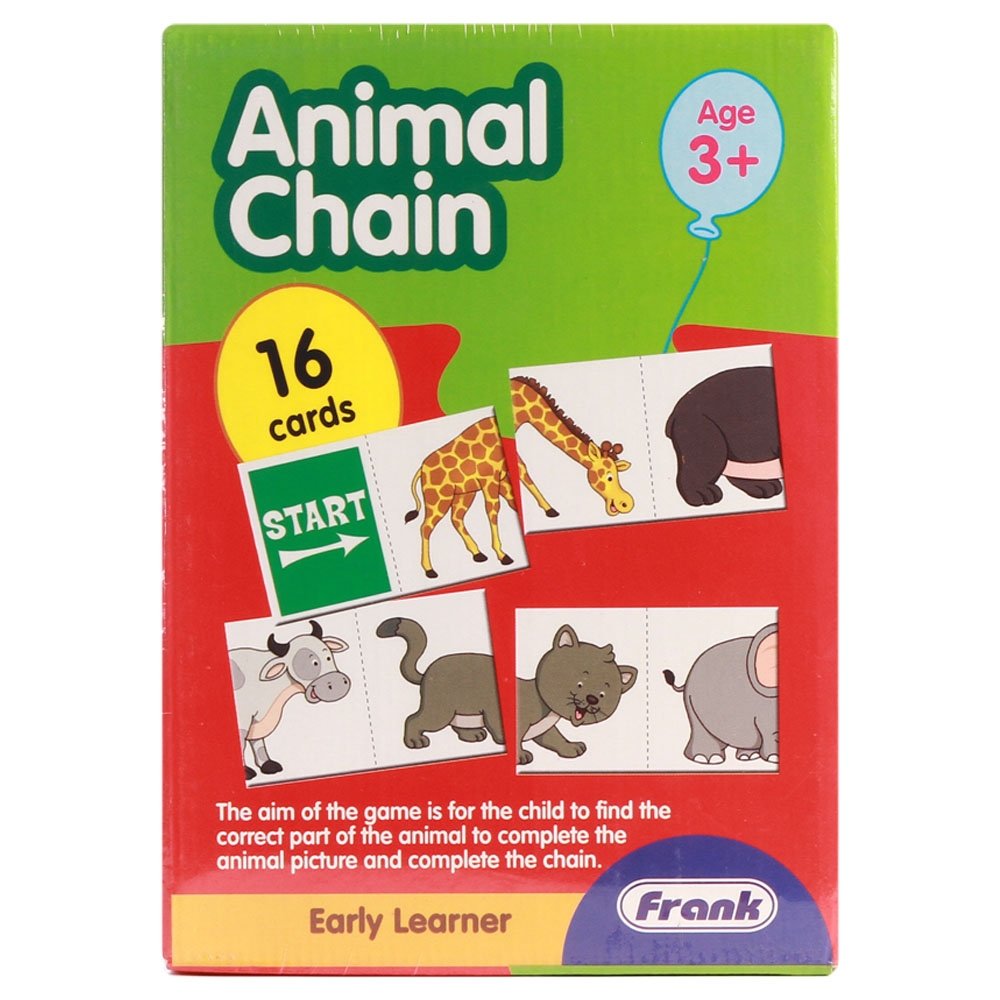 Frank Animal Chain Puzzle – 16 Educational Cards with Animal Images for Kids Ages 3+ | Early Learning Game for Preschoolers | Perfect for Classroom, Homeschool & Family Game Night