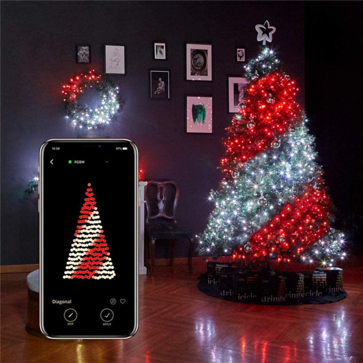 Smart Christmas Tree Lights with APP Remote Control - 65FT 250 LED Color Changing Fairy String Lights for Indoor & Outdoor Decor - Waterproof IP65 for Home, Fence, Holiday, Wedding, Party, Balcony - Perfect for Christmas Decorations, Garden Lighting, and Festive Atmosphere Creation