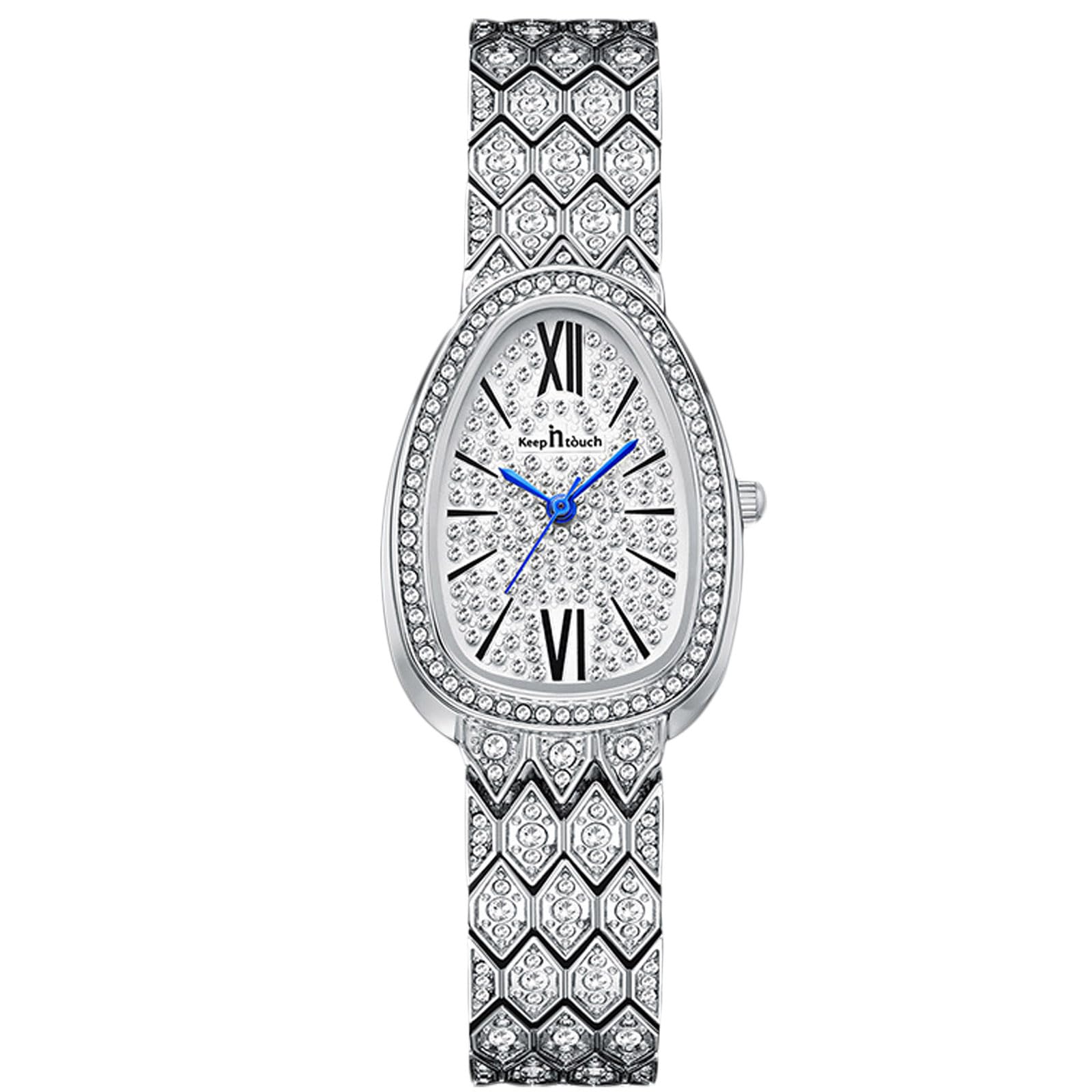RORIOS Women's Fashion Analog Quartz Watch - Full Diamond Design, Waterproof Stainless Steel Strap Dress Watch for Ladies | Perfect for Office, Party & Special Occasions