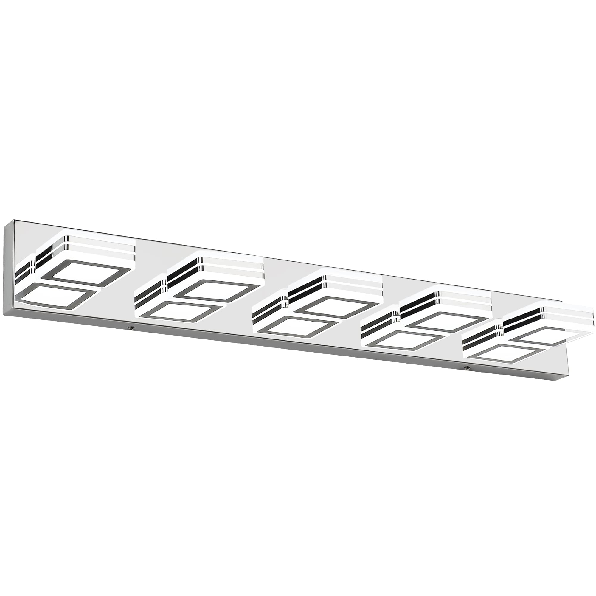 Modern Dimmable LED Bathroom Vanity Lights - Chrome 5 Lights for Mirror & Wall - Perfect for Makeup & Grooming
